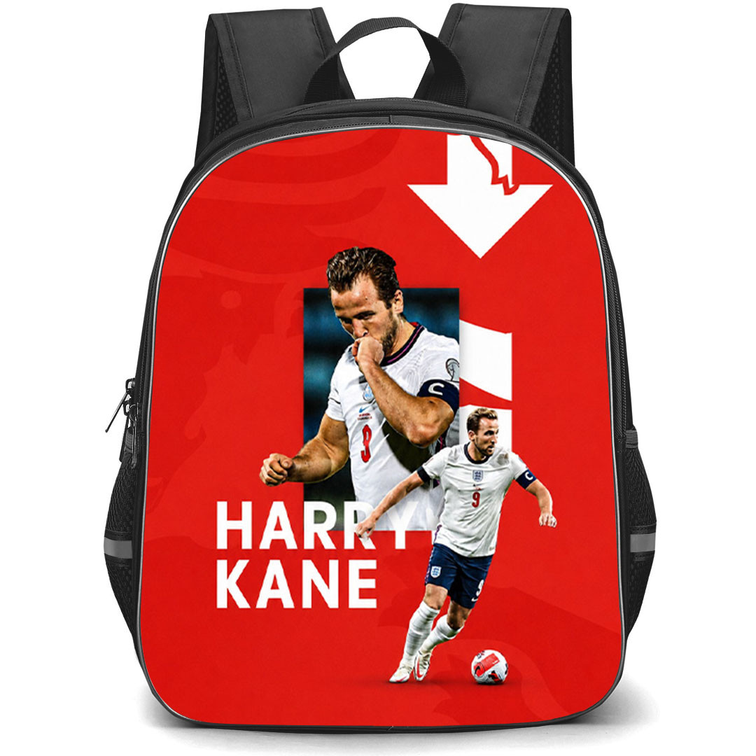 Harry Kane Backpack School Bag StudentPack - Harry Kane Jersey Number 9 England National Team Red Minimal Poster