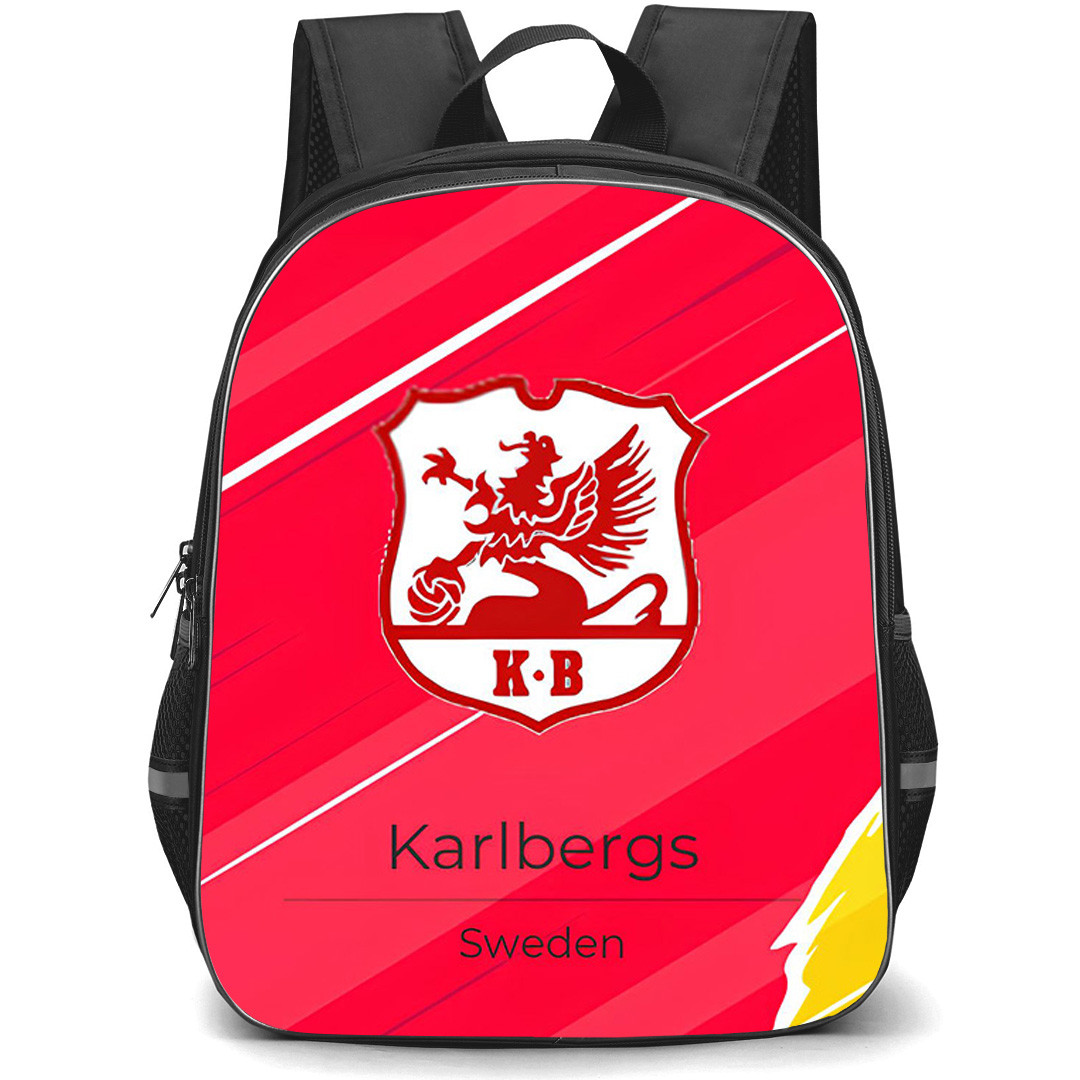 Karlbergs BK Backpack School Bag StudentPack - Karlbergs BK Logo On Red Abstract Background Football Club