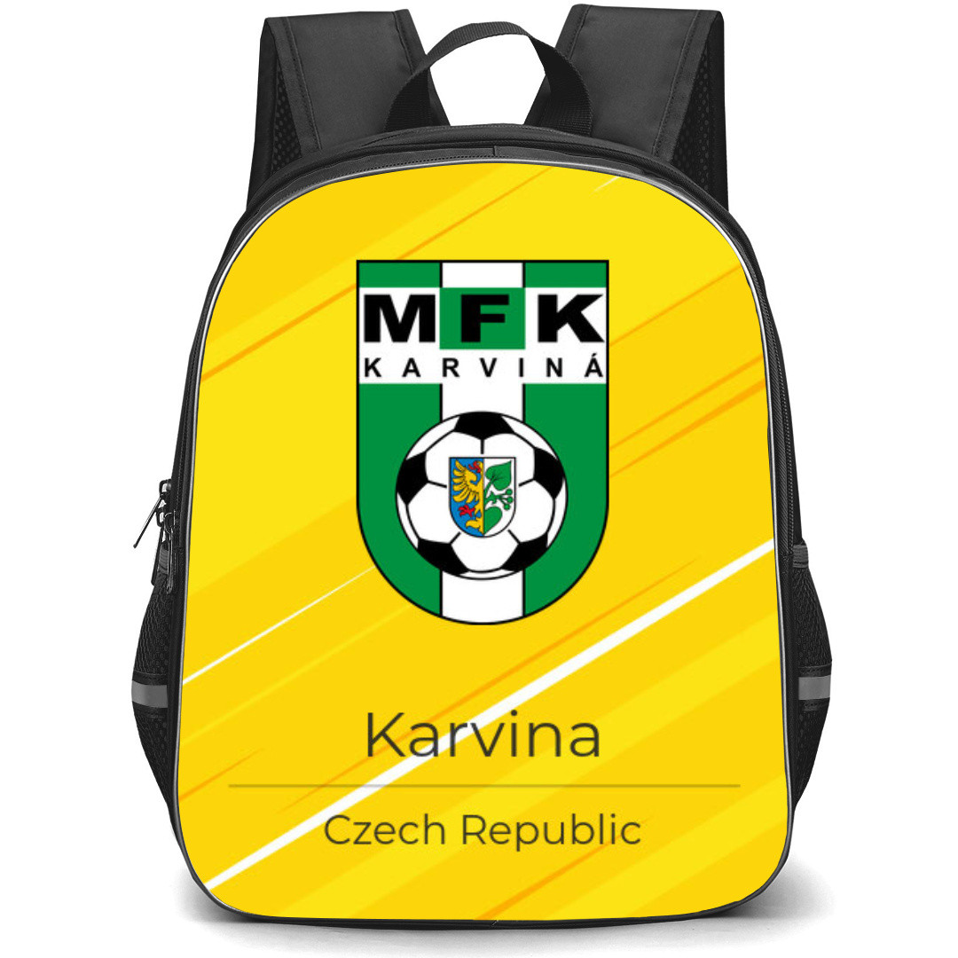 MFK Karvina Backpack School Bag StudentPack - Logo Poster In Yellow Background