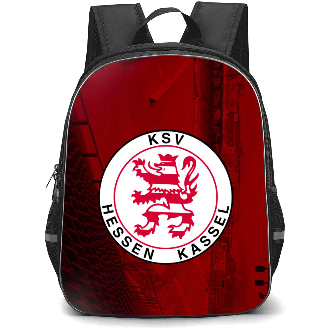 Hessen Kassel Football Club Backpack School Bag StudentPack - Logo Stadium Red Background