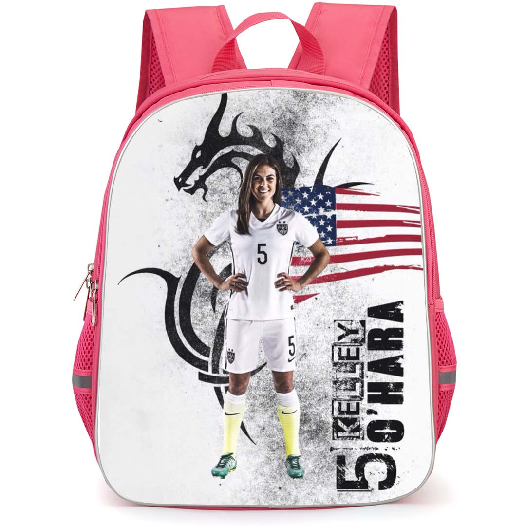 Kelley O'Hara Backpack StudentPack - Kelley O'Hara 5 United States Women's National Football Standing On USA Flag Poster