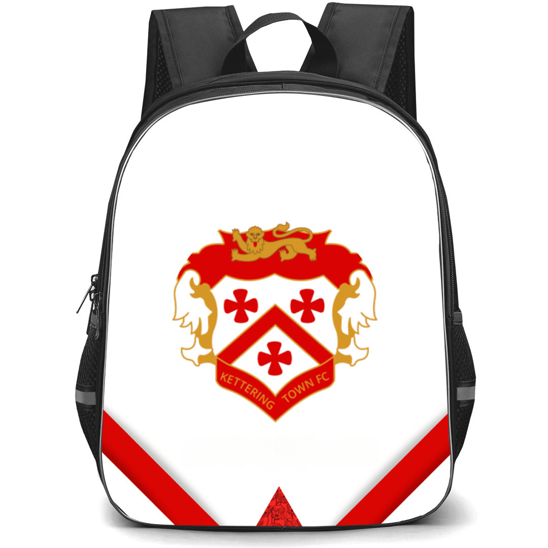 Kettering Town Backpack School Bag StudentPack - Logo In White And Red Background Football Club