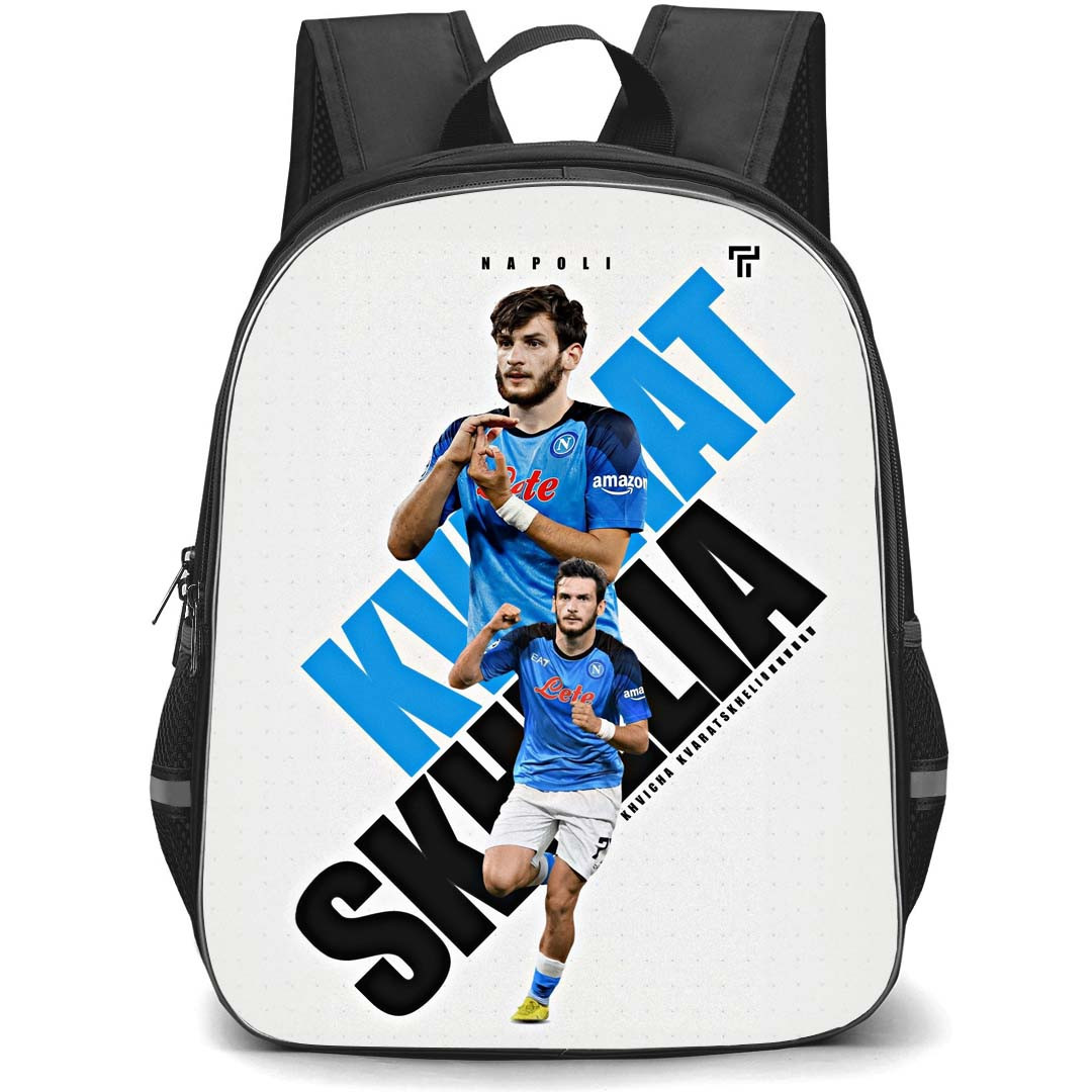 Khvicha Kvaratskhelia Backpack StudentPack - Khvicha Kvaratskhelia S.S.C. Napoli Signature Celebration On Word Art