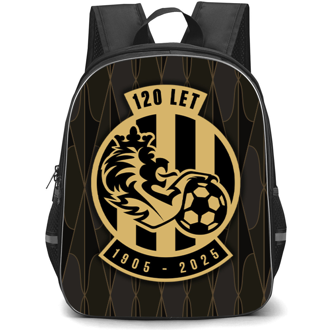 FC Hradec Kralove Backpack School Bag StudentPack - Logo In Brown Pattern Background
