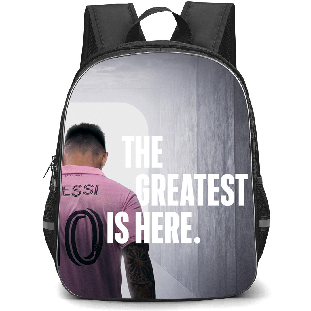 Inter Miami CF Lionel Messi Backpack StudentPack - Lionel Messi The Greatest Is Here Back Portrait