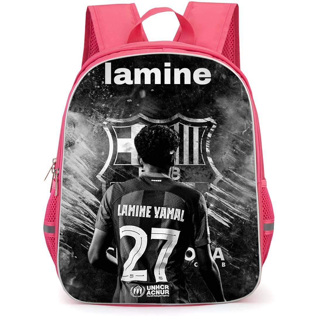 Lamine Yamal School Backpack StudentPack - Lamine Yamal 27 FC Barcelona Standing Back Grayscale Graphic Art