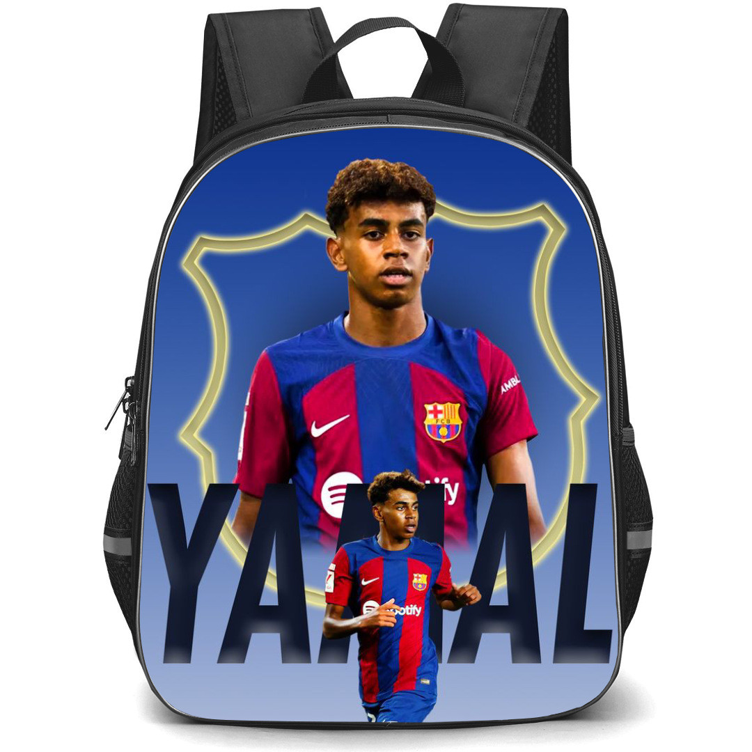 Lamine Yamal Backpack StudentPack - Lamine Yamal FCB Portrait On Blue Background