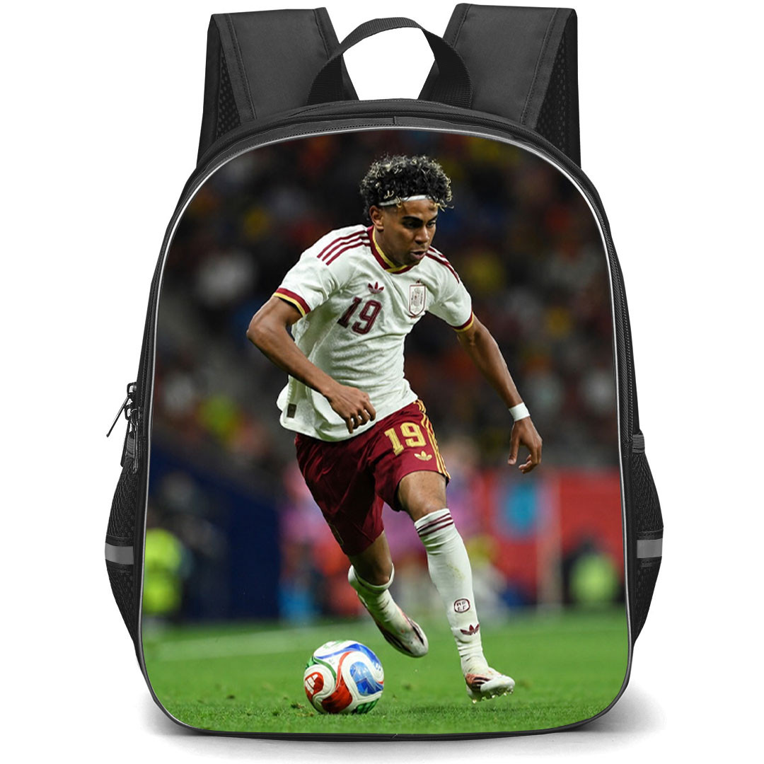 Lamine Yamal Backpack School Bag StudentPack - Lamine Yamal Jersey Number 19 Spanish National Team Dynamic Dribble Edition Poster