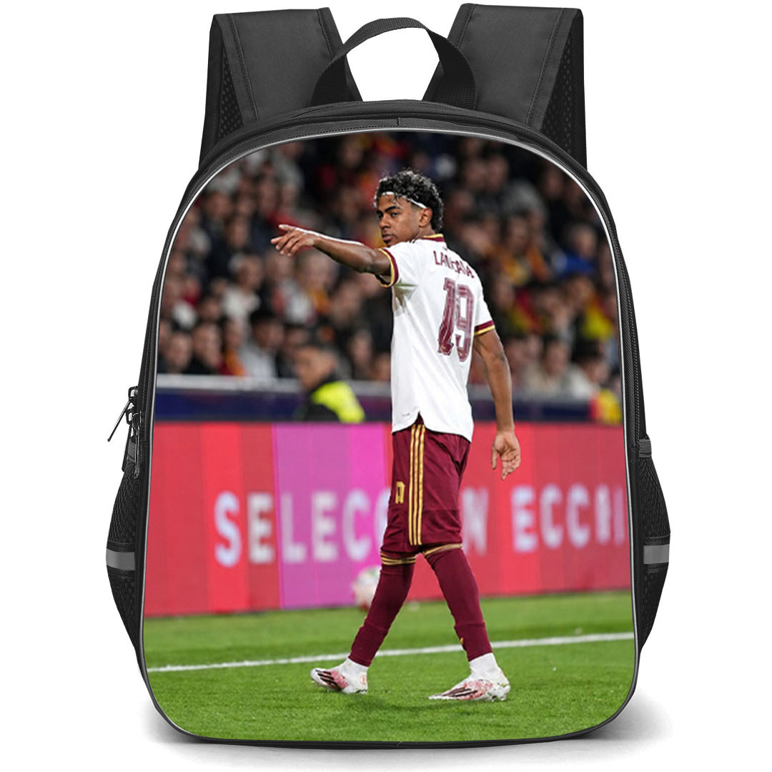 Lamine Yamal Backpack School Bag StudentPack - Lamine Yamal Jersey Number 19 Spanish National Team Matchday Candid Poster