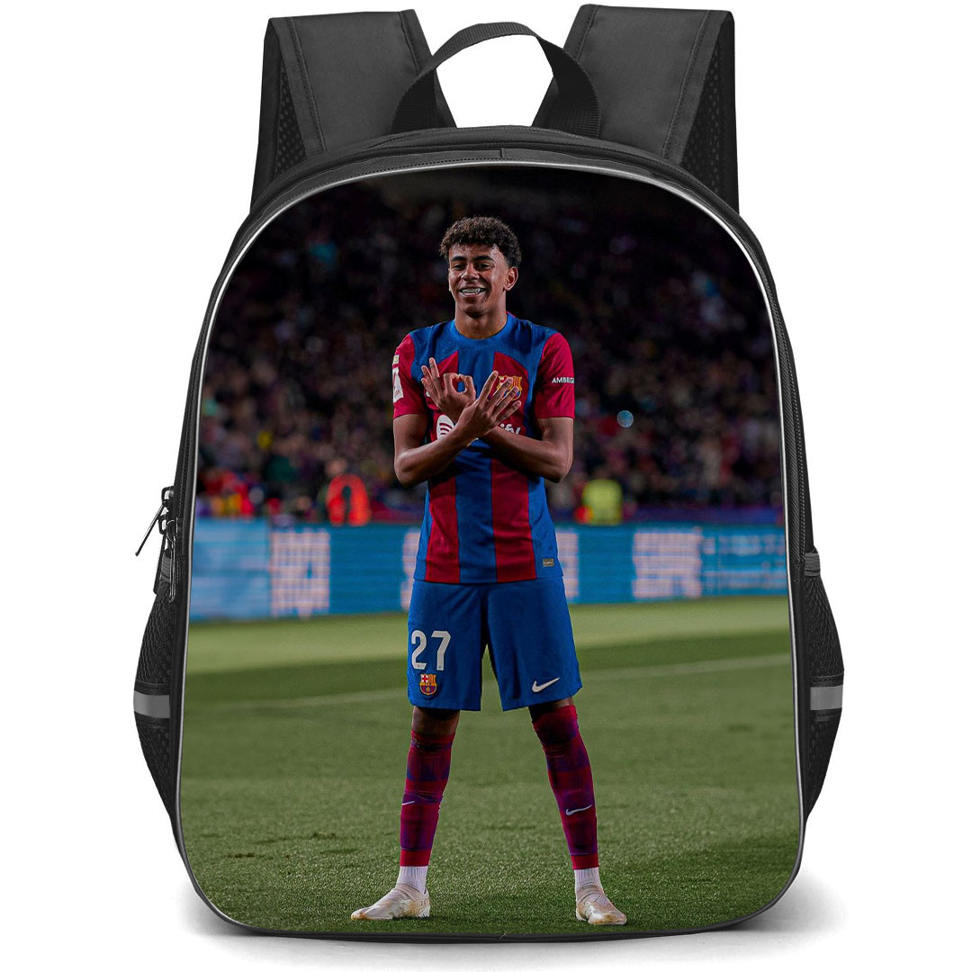 Lamine Yamal School Backpack StudentPack - Lamine Yamal 27 FC Barcelona Signature Celebration Picture
