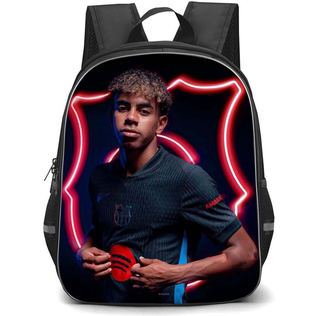 Lamine Yamal Backpack StudentPack - Lamine Yamal Standing On Red Neon Background