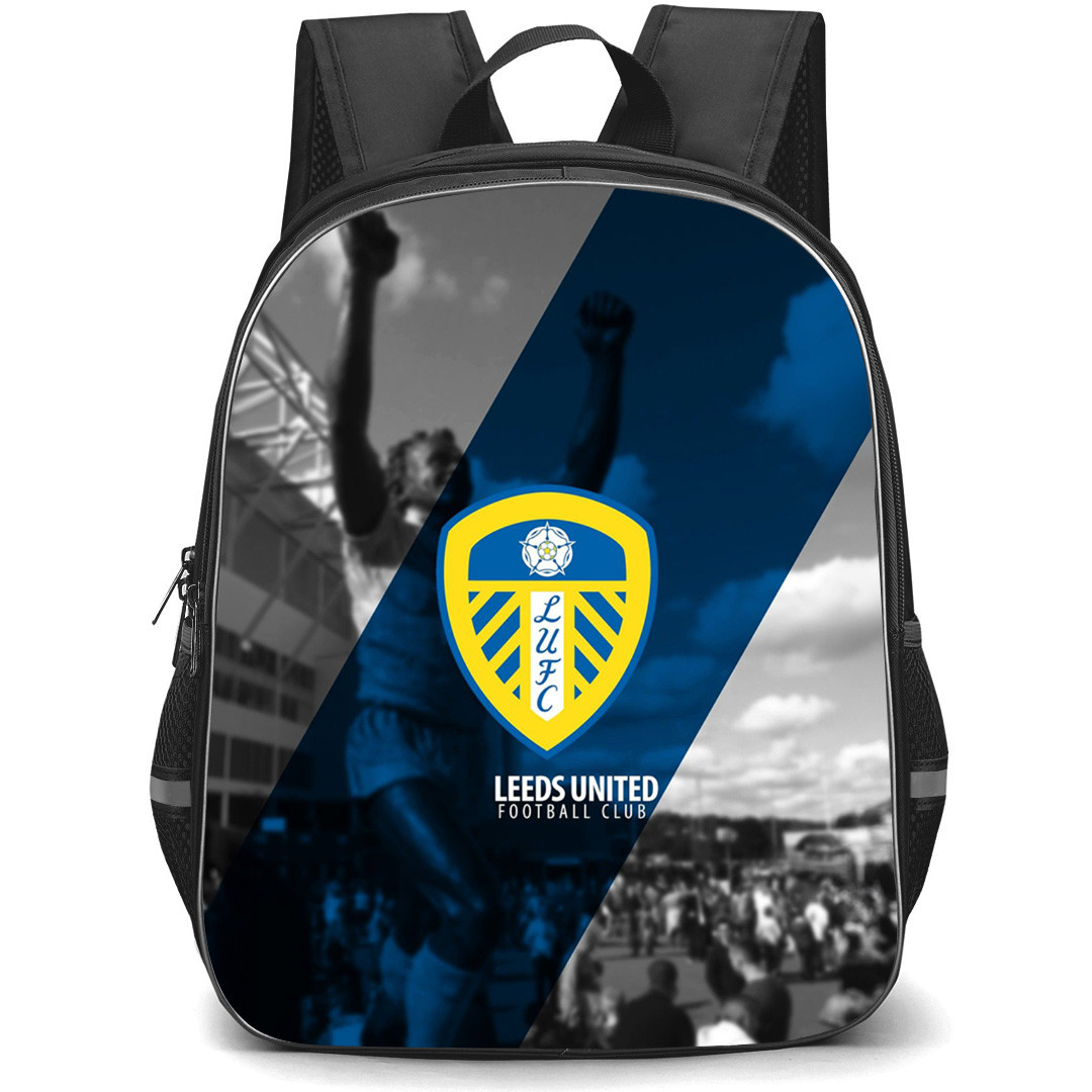 Leeds United Backpack StudentPack - Leeds United Logo Stripe Background