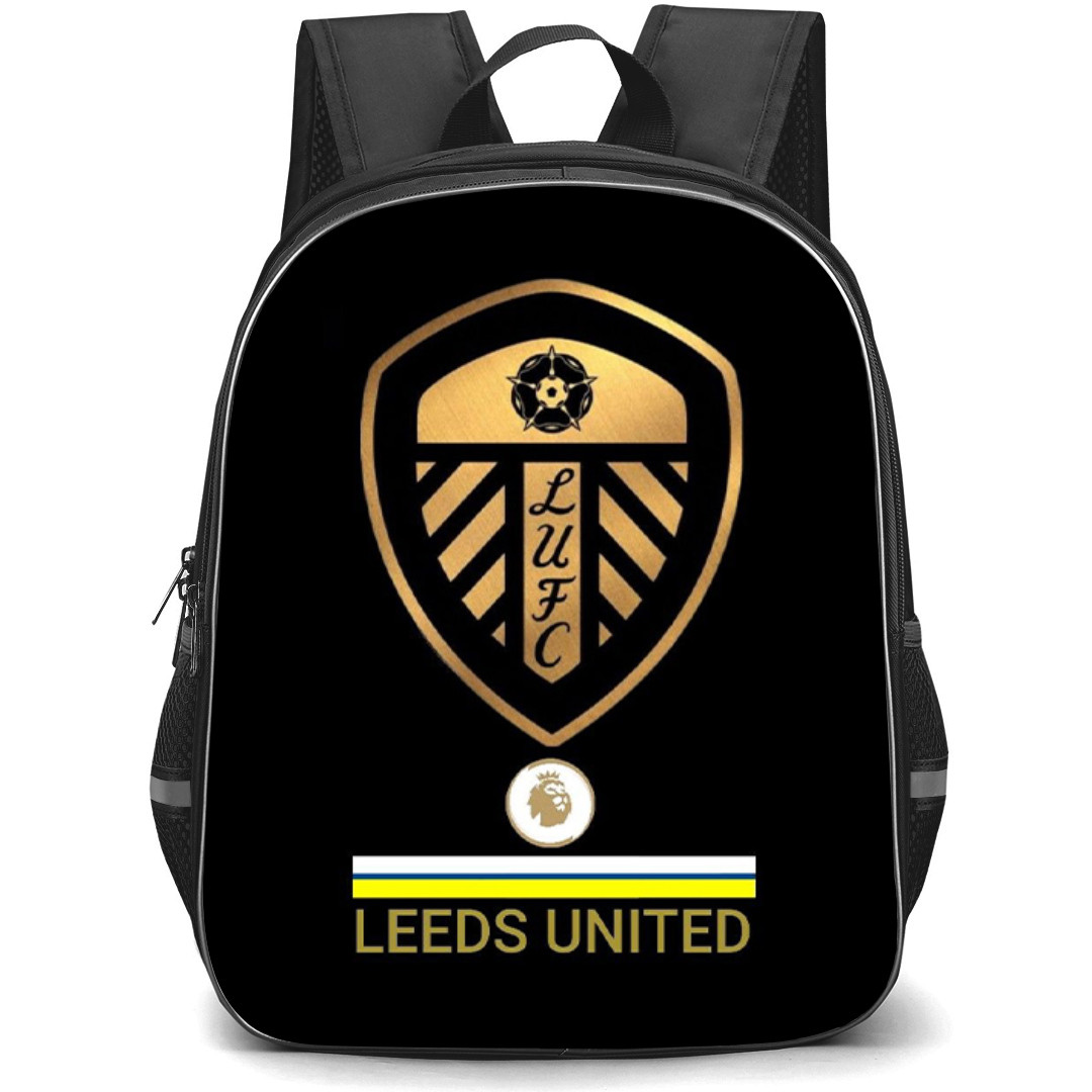 Leeds United Backpack StudentPack - Leeds United Team Logo Golden On Black Background
