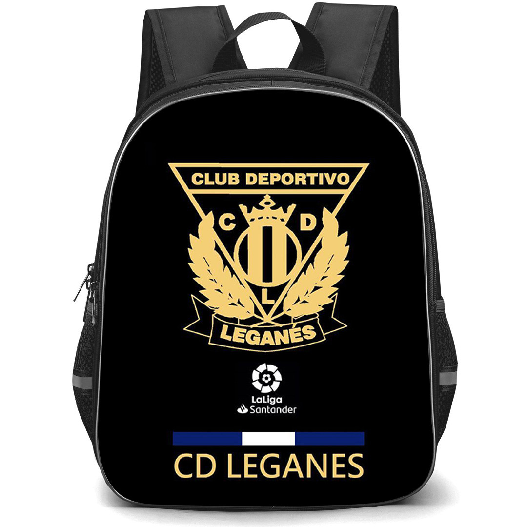 Leganes CD Backpack School Bag StudentPack - Leganes CD Golden Logo On Black Background Football Club