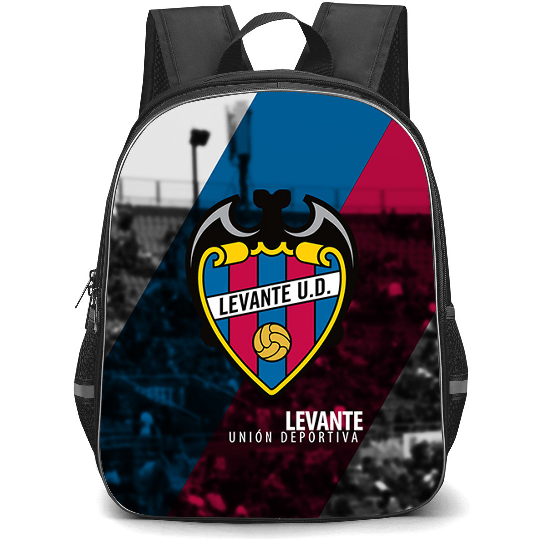 Levante UD Backpack School Bag StudentPack - Levante UD Logo On Stadium Background Football Club