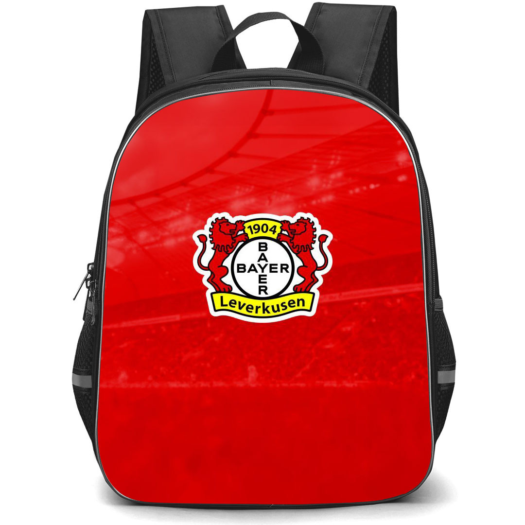 Bayer 04 Leverkusen School Backpack StudentPack - Bayer 04 Leverkusen Logo Sticker On Red Background