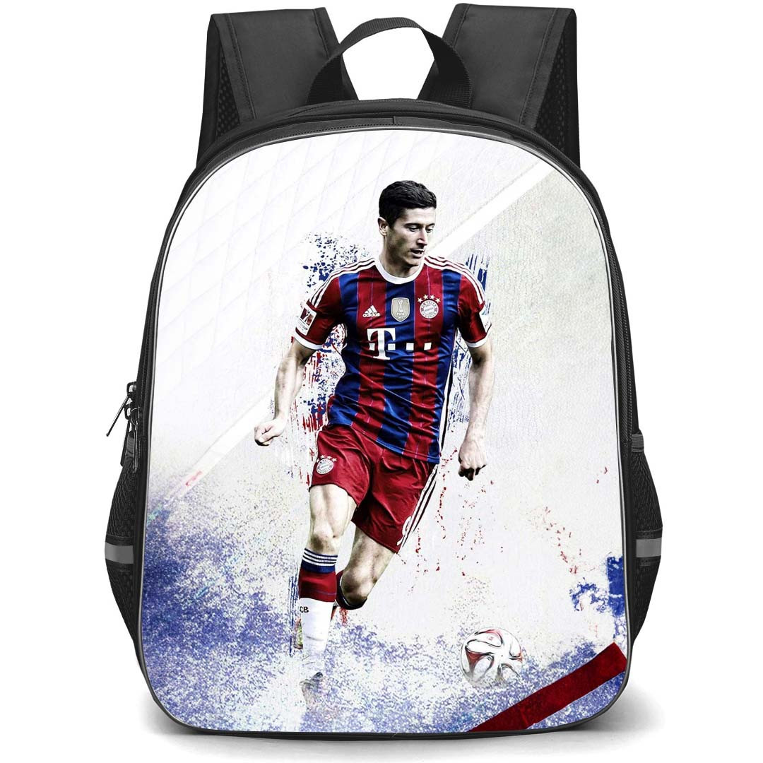 Robert Lewandowski Backpack StudentPack - Robert Lewandowski FC Bayern Munich Dribbling Poster Art