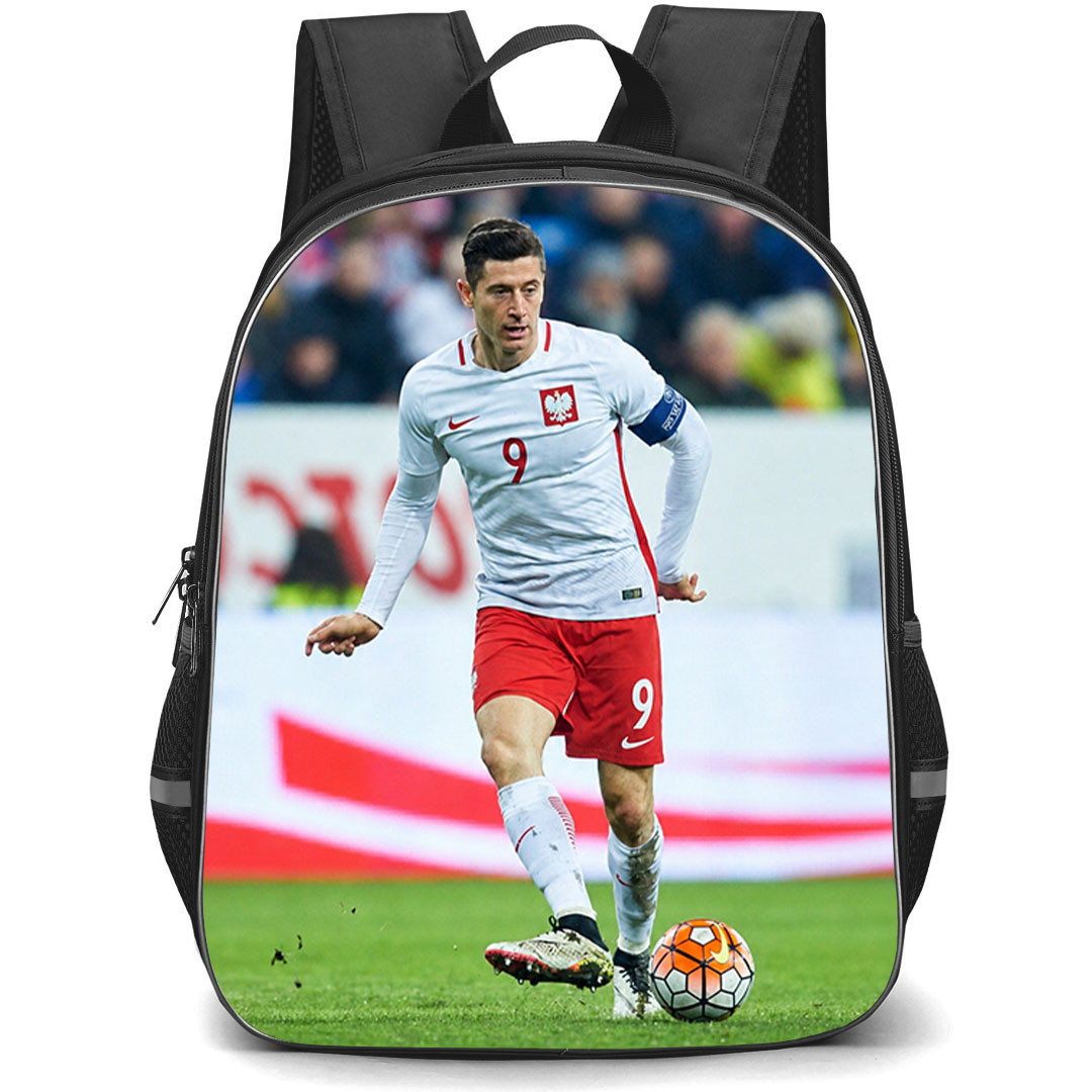 Robert Lewandowski Backpack School Bag StudentPack - Robert Lewandowski Jersey Number 9 Poland National Team Match Action Shot Poster
