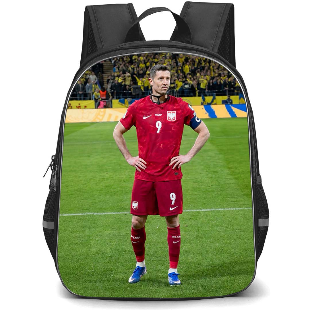 Robert Lewandowski Backpack School Bag StudentPack - Robert Lewandowski Jersey Number 9 Poland National Team Standing Candid Poster
