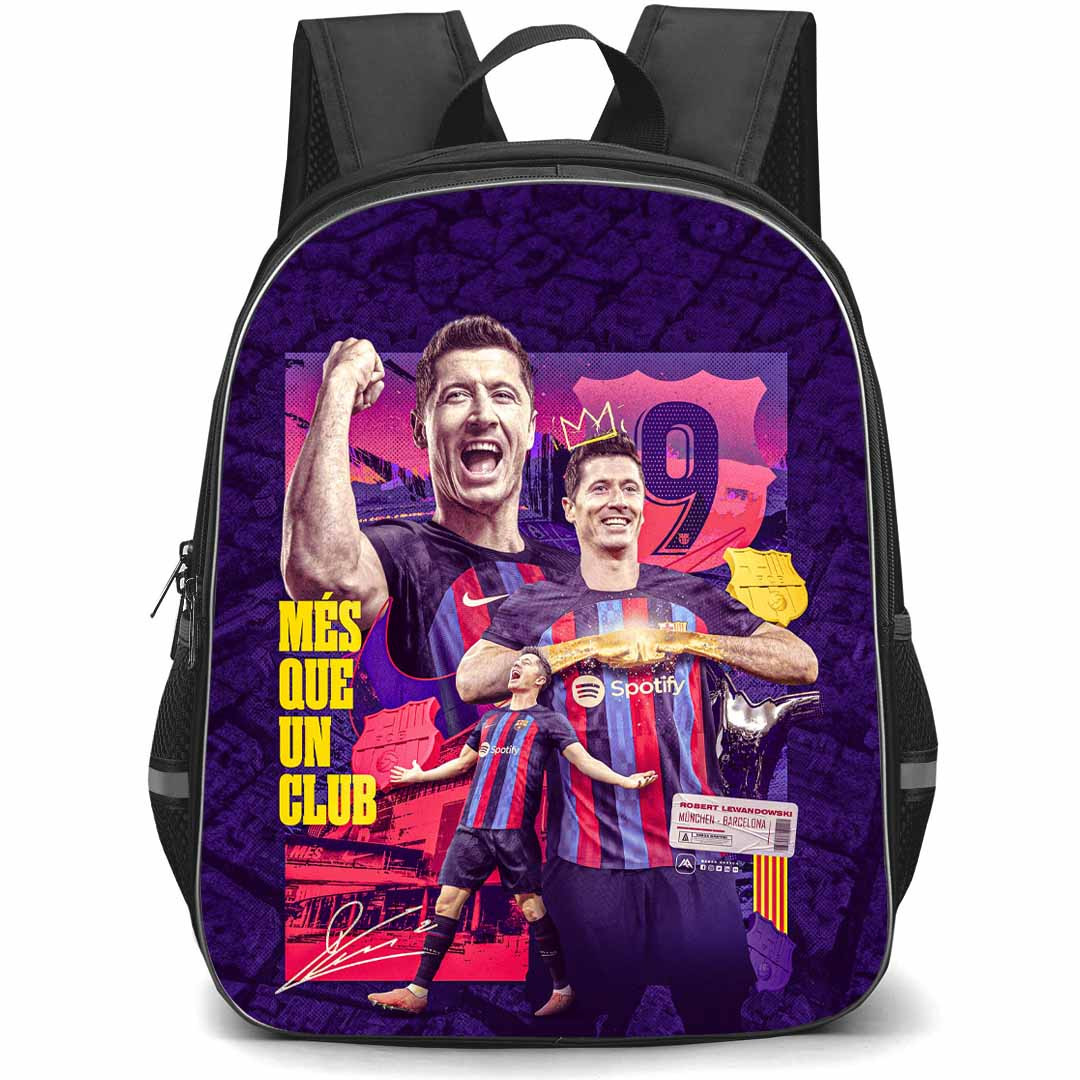 Robert Lewandowski Backpack StudentPack - Robert Lewandowski 9 FC Barcelona King Celebration Poster