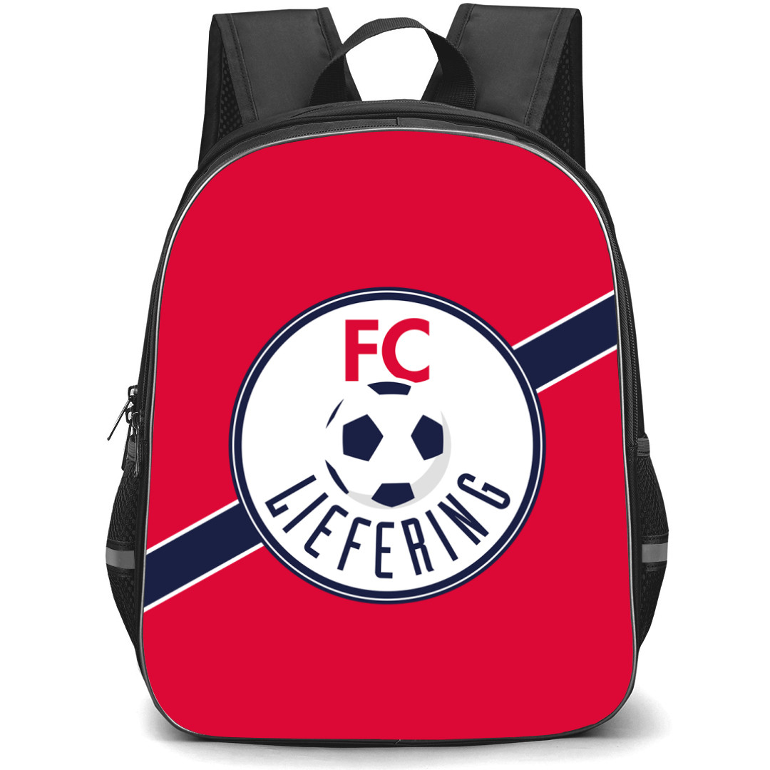 FC Liefering Backpack School Bag StudentPack - Logo In Red And Blue Line Background