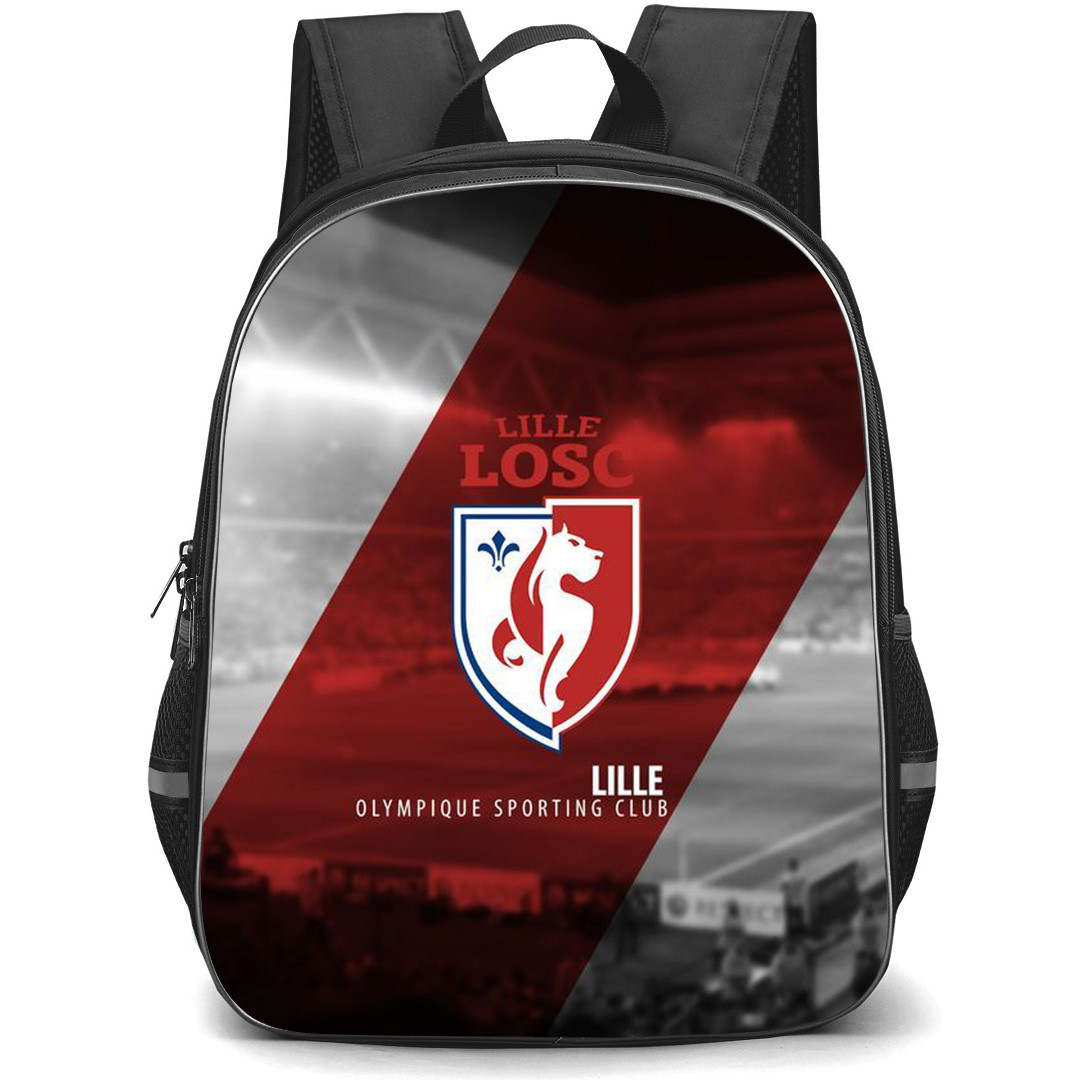 LOSC Lille Backpack StudentPack - LOSC Lille Logo Stripe Background
