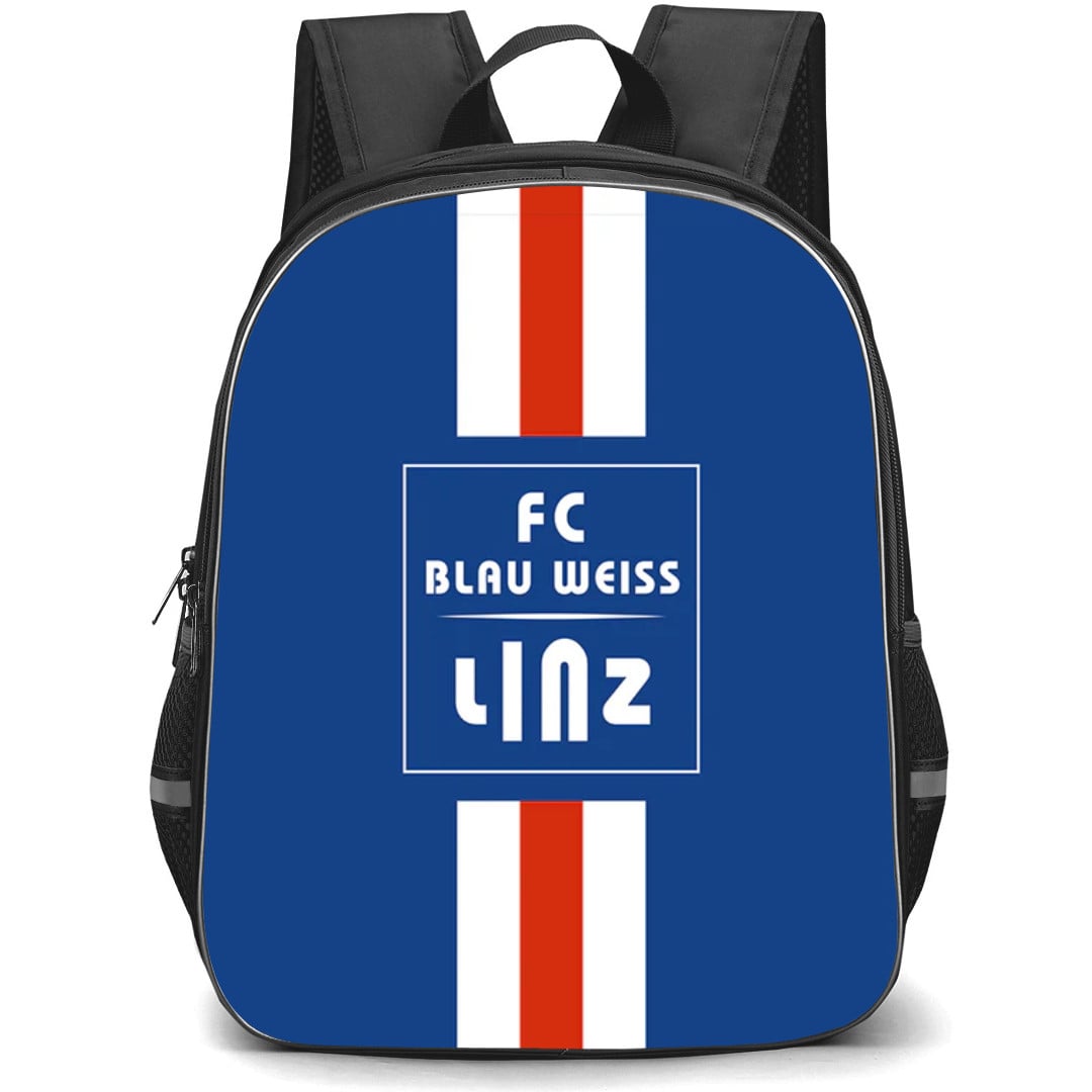 FC Blau Weiss Linz Backpack School Bag StudentPack - Logo In Blue White And Red Stripe Background