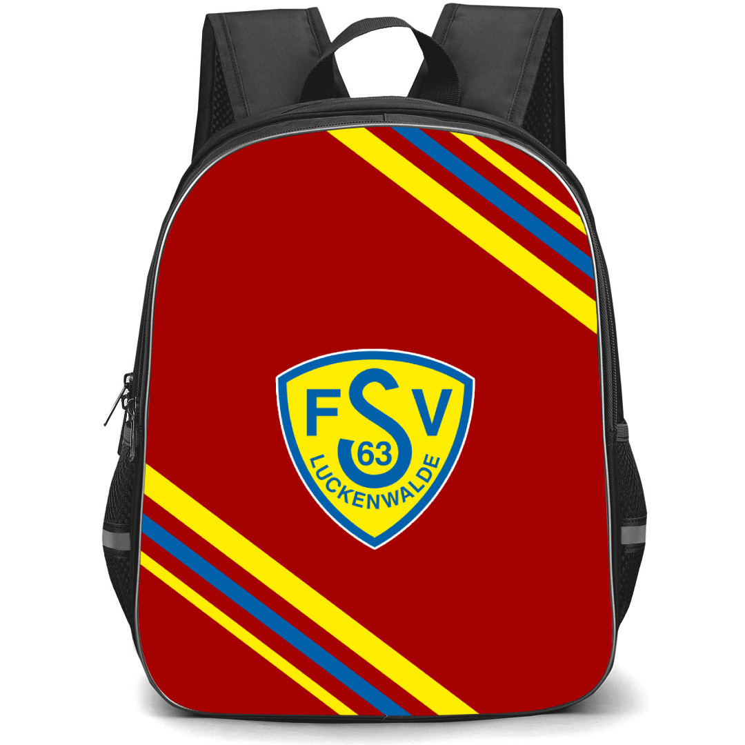 Luckenwalde Football Club Backpack School Bag StudentPack - Large Logo With Stripe
