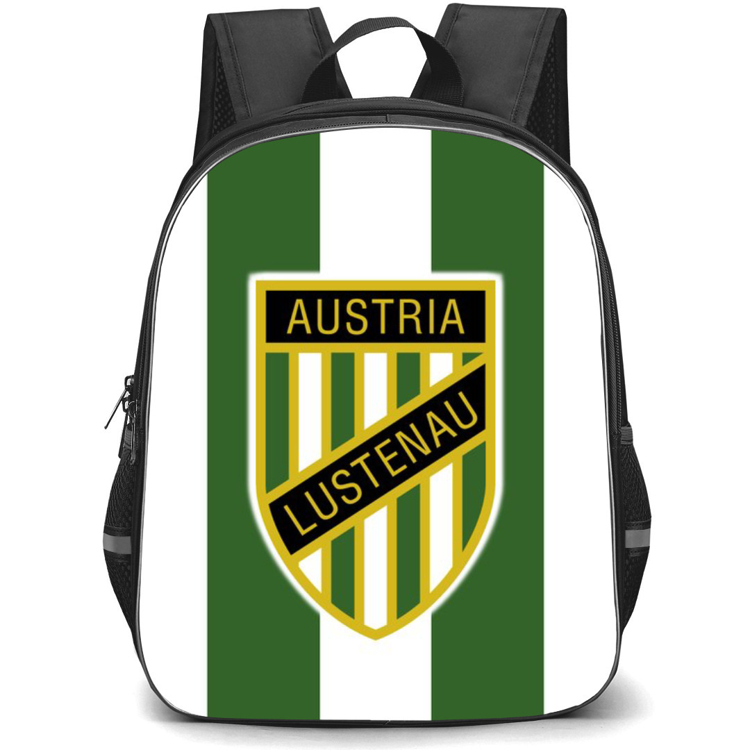 SC Austria Lustenau Backpack School Bag StudentPack - Logo In Green And White Stripe Background