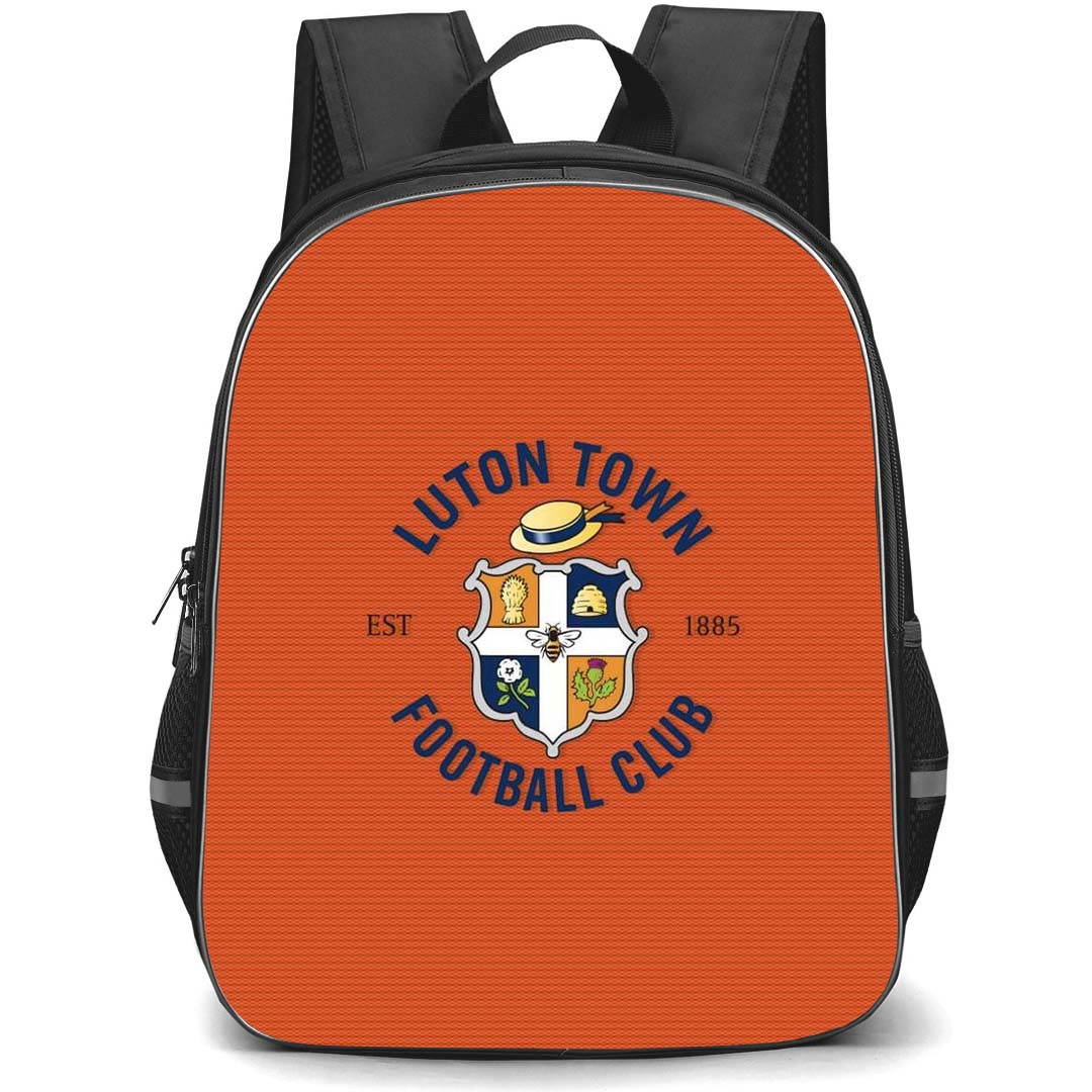 Luton Town F.C. School Backpack StudentPack - Luton Town F.C. Official Logo On Deep Saffron Texture Background