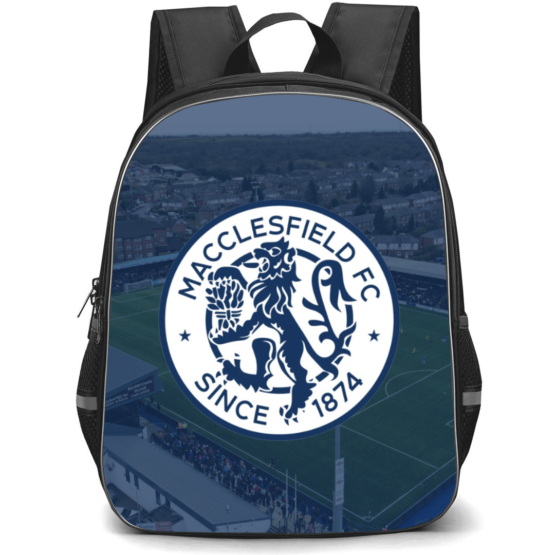 National League North Macclesfield Backpack School Bag StudentPack - Large Logo In Field Background
