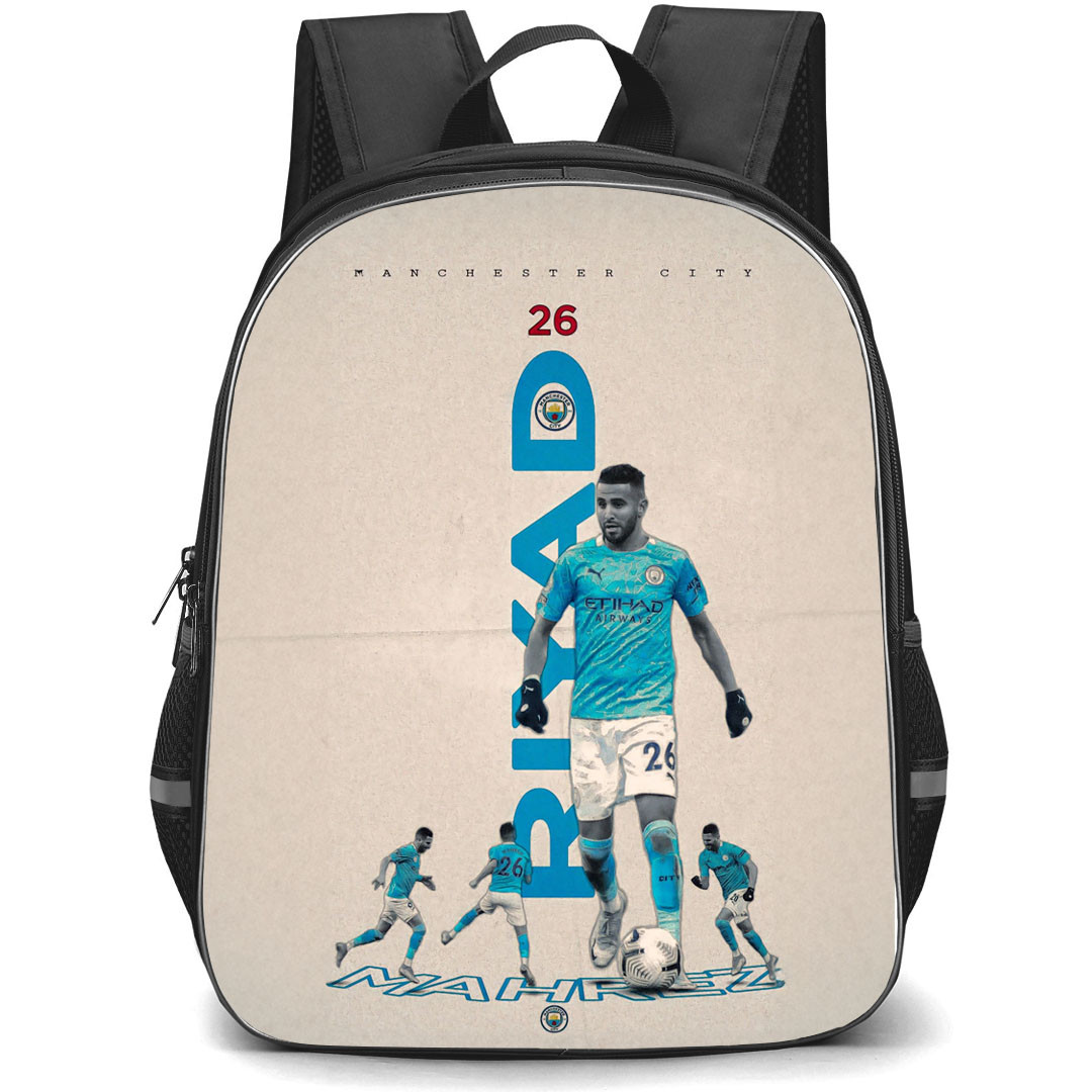 Riyad Mahrez Backpack StudentPack - Riyad Mahrez 26 Manchester City F.C. Dribbling Poster