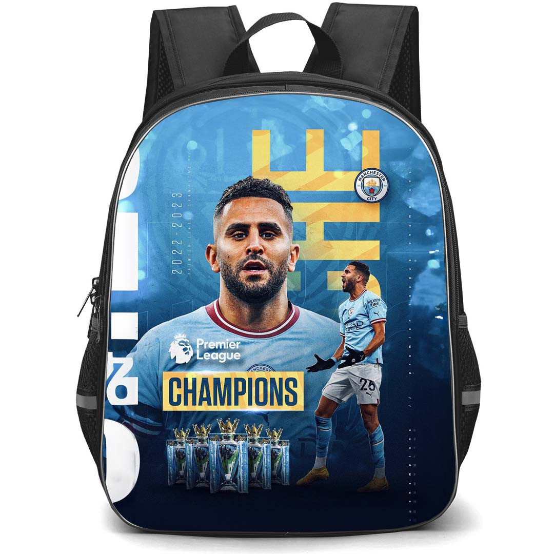 Riyad Mahrez Backpack StudentPack - Riyad Mahrez Manchester City F.C. Portrait Premier League Champions 2022-23
