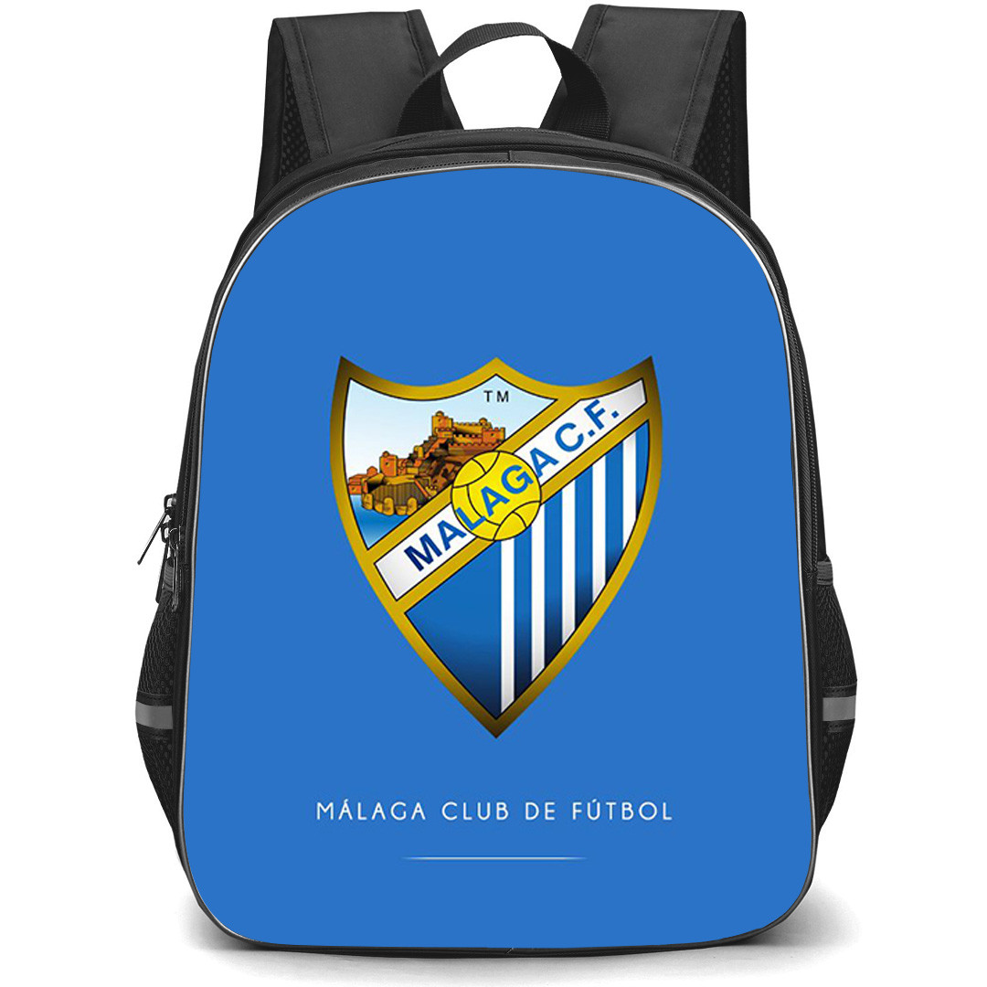 Malaga CF Backpack School Bag StudentPack - Malaga CF Logo On Skyblue Background Football Club