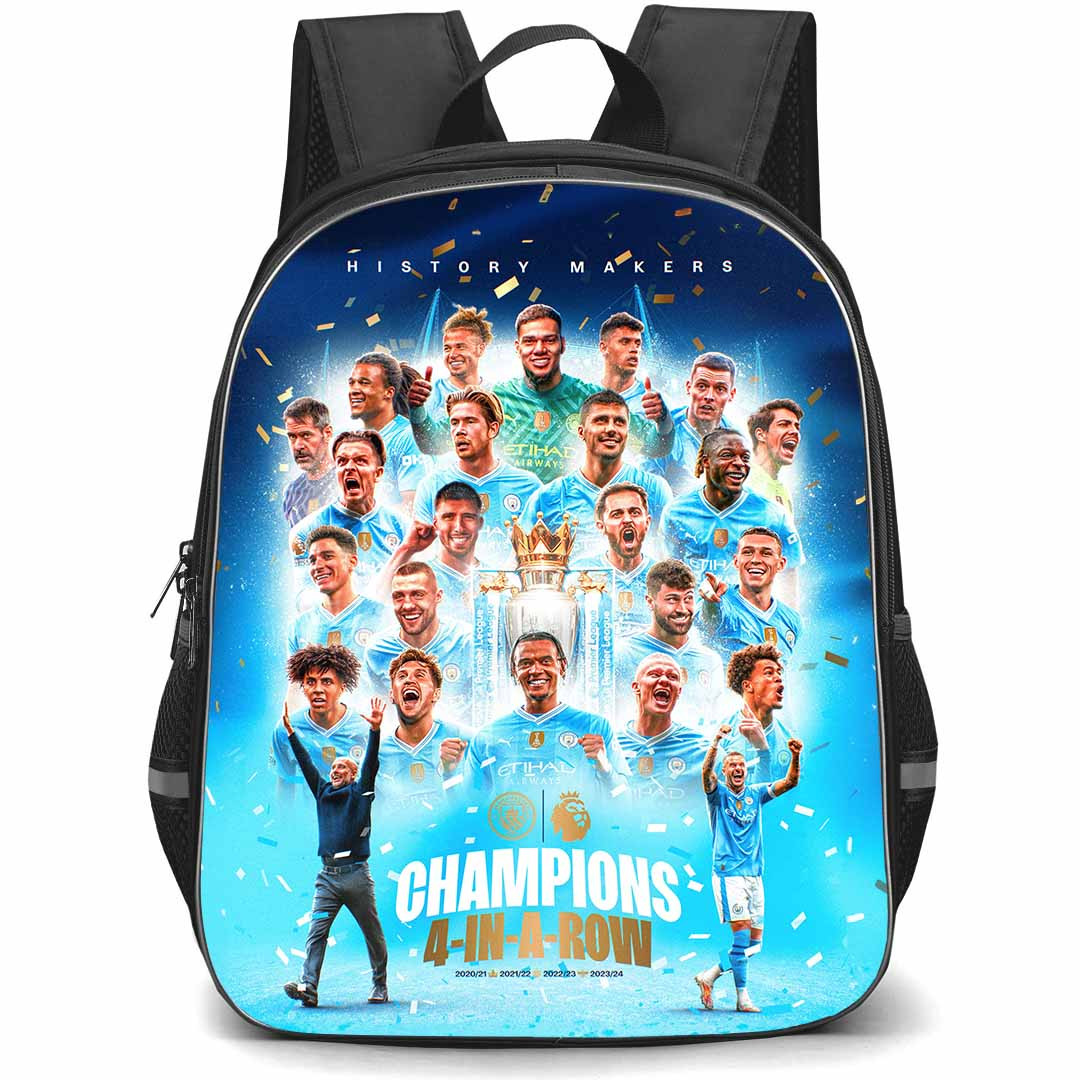 Manchester City F.C. School Backpack StudentPack - Manchester City Champions 4-In-A-Row Poster