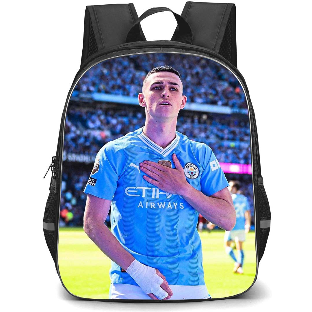 Manchester City F.C. Phil Foden School Backpack StudentPack - Phil Foden Candid Picture During Match Poster