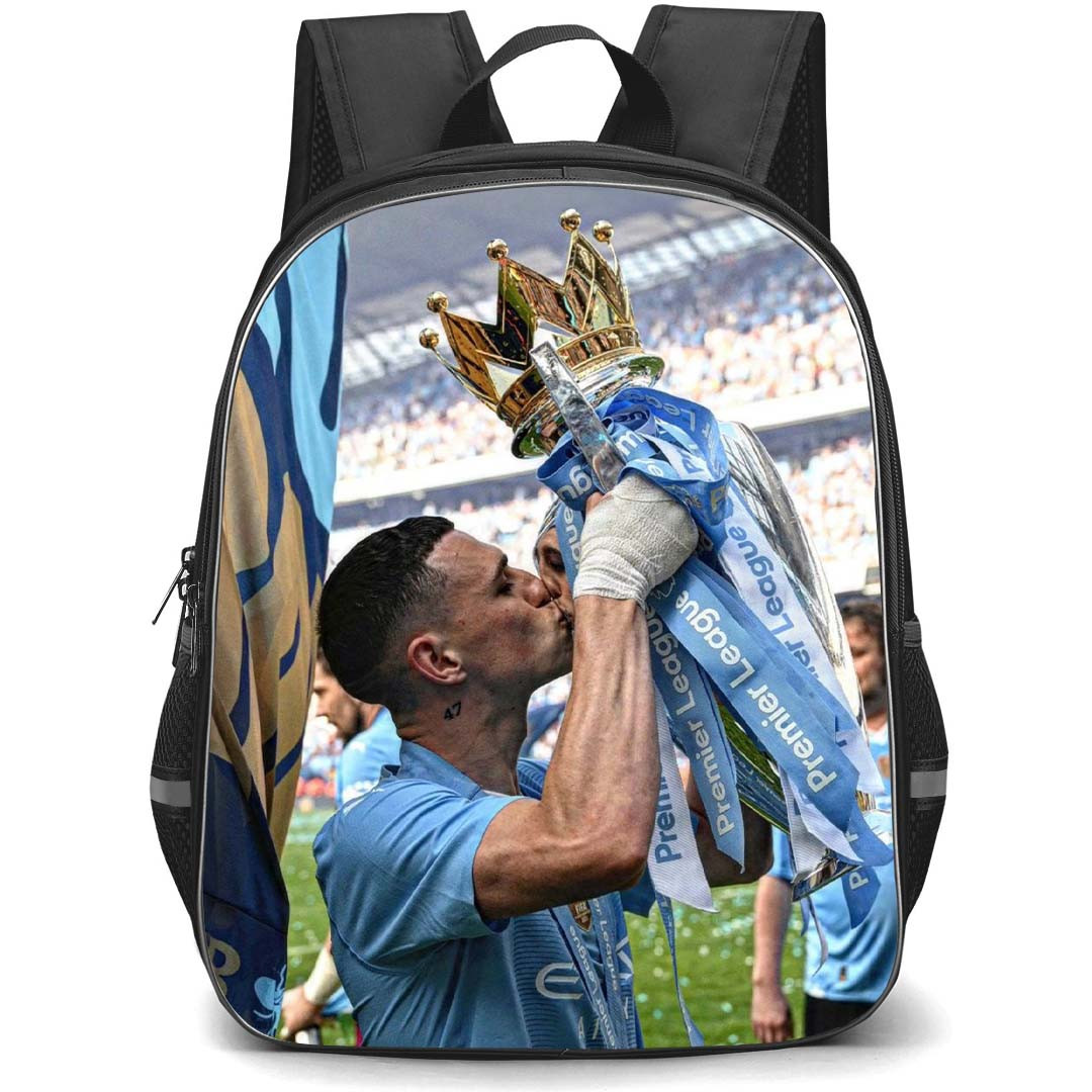 Manchester City F.C. Phil Foden School Backpack StudentPack - Phil Foden Kisses The Champions Trophy Poster