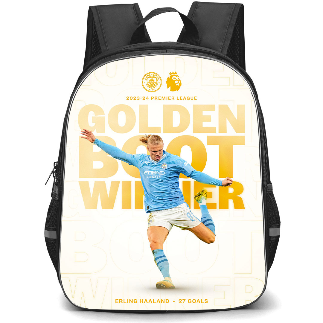 Manchester City F.C. Erling Haaland School Backpack StudentPack - Erling Haaland Golden Boot Winner 2023-24 Poster