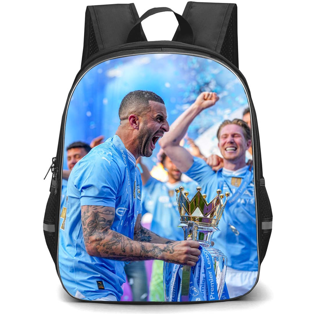 Manchester City F.C. Kyle Walker School Backpack StudentPack - Kyle Walker Holds Tropy And Shouting Candid Picture