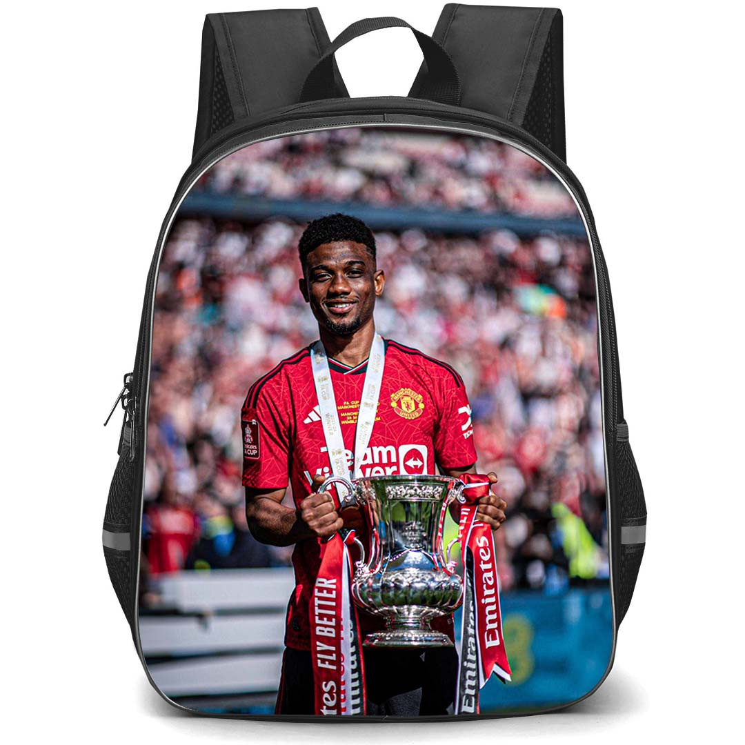 Manchester United F.C. Amad Diallo School Backpack StudentPack - Man United Amad Diallo Holding Trophy Picture