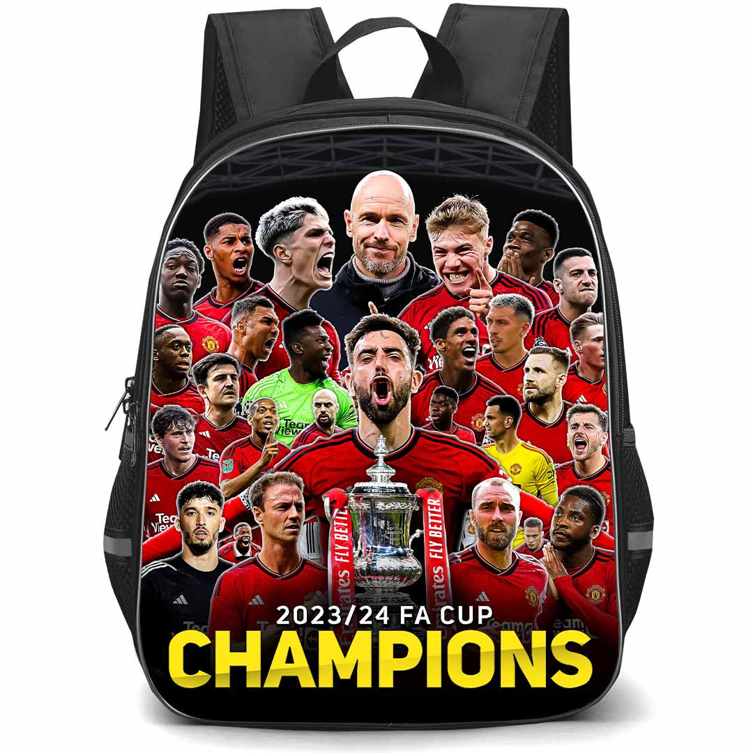 Manchester United F.C. School Backpack StudentPack - Man United 2023-24 FA Cup Champions Poster