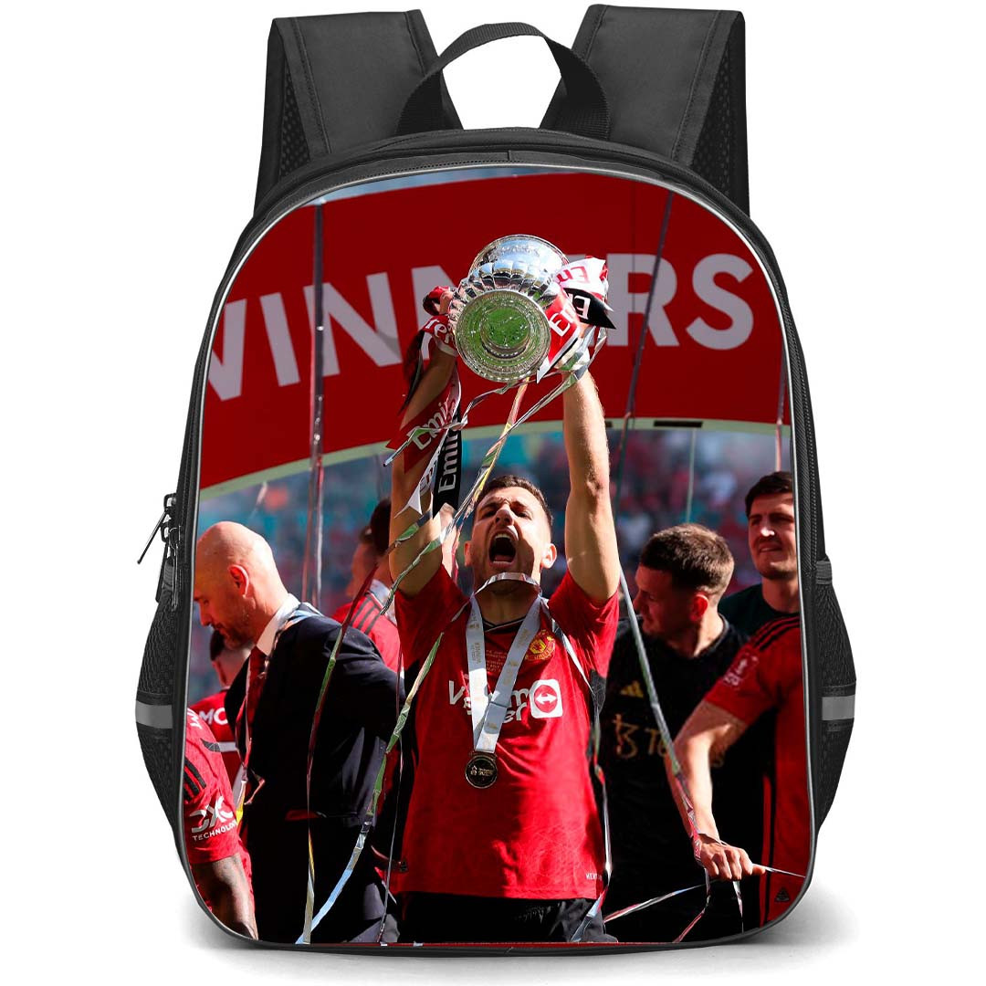 Manchester United F.C. Diogo Dalot School Backpack StudentPack - Man United Diogo Dalot Celebrating With Trophy