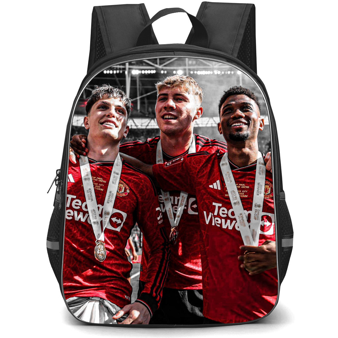 Manchester United F.C. School Backpack StudentPack - Man United Garnacho Hojlund And Amad Diallo Portrait