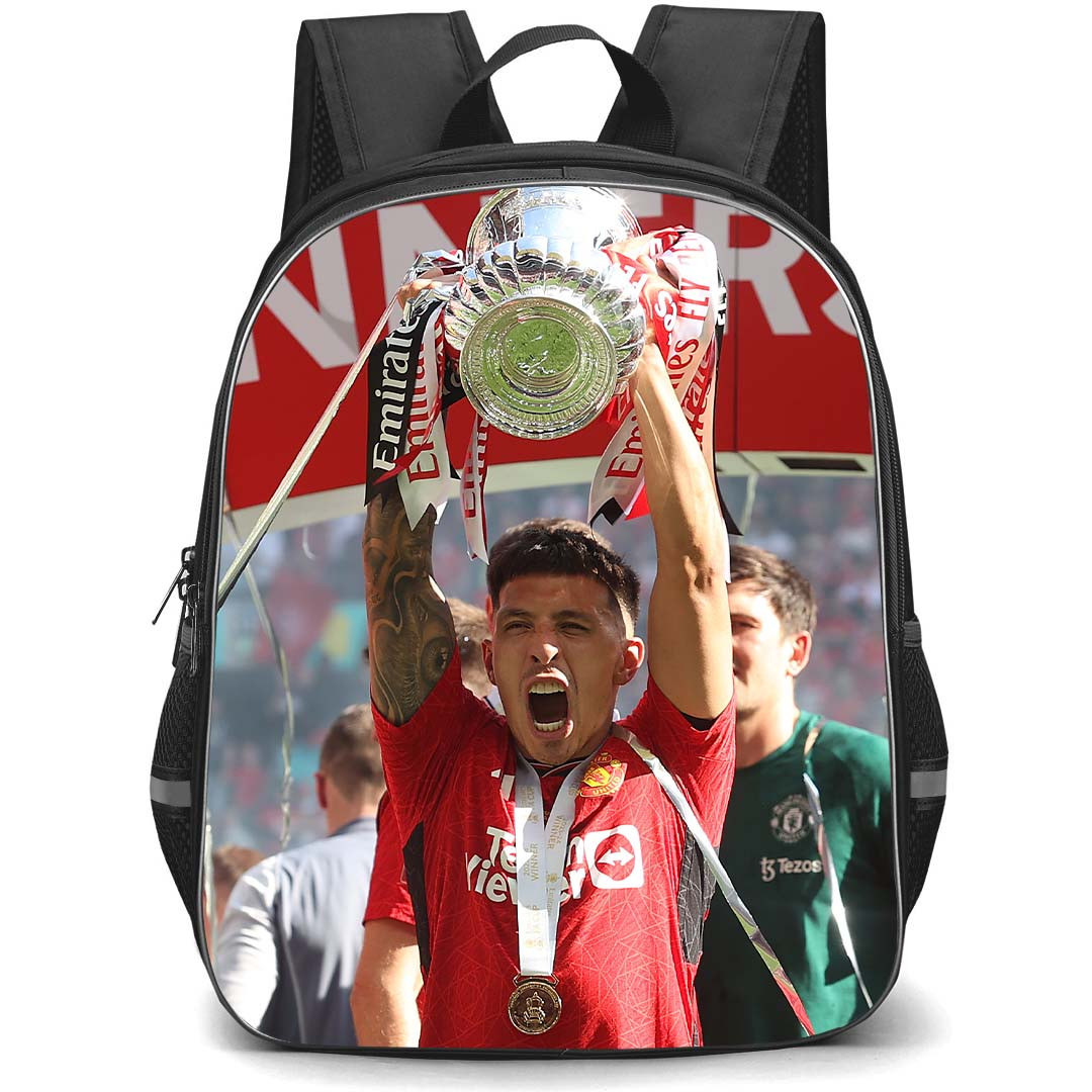 Manchester United F.C. Lisandro Martinez School Backpack StudentPack - Man United Lisandro Martinez Holding Trophy Poster