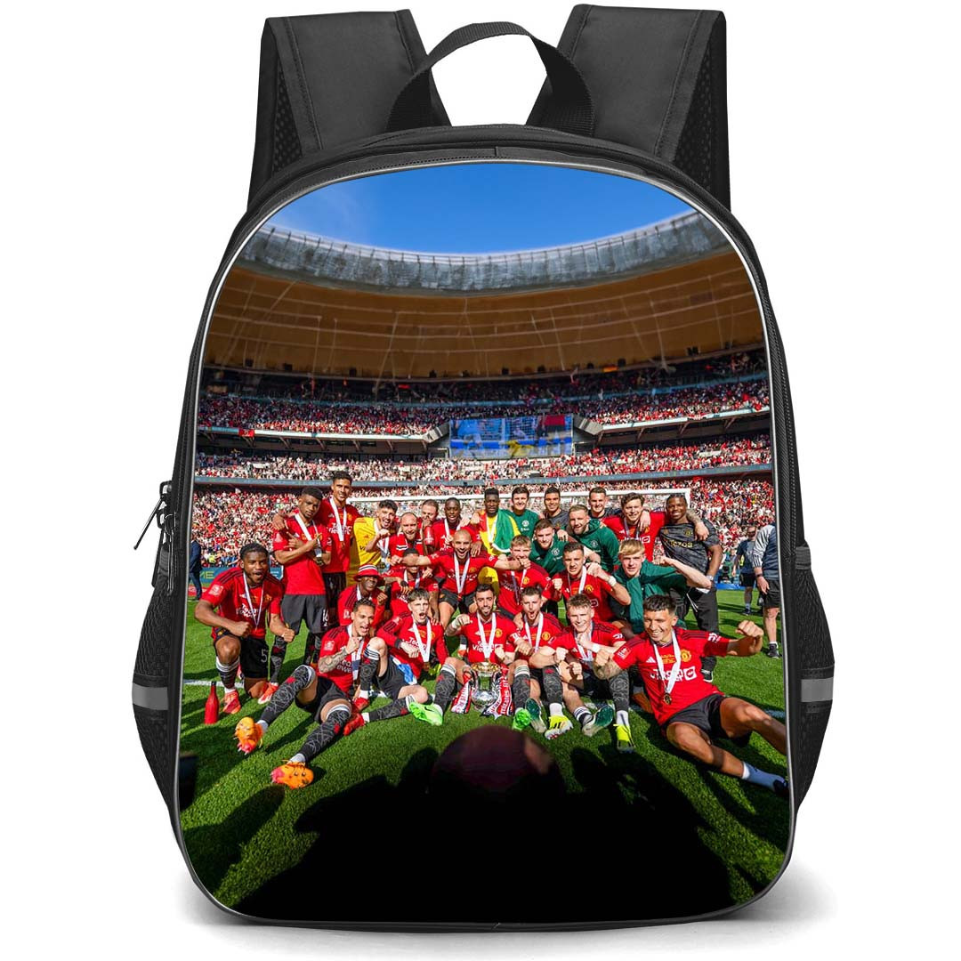 Manchester United F.C. School Backpack StudentPack - Man United Meet The Team FA Cup Winners For 2024 Poster