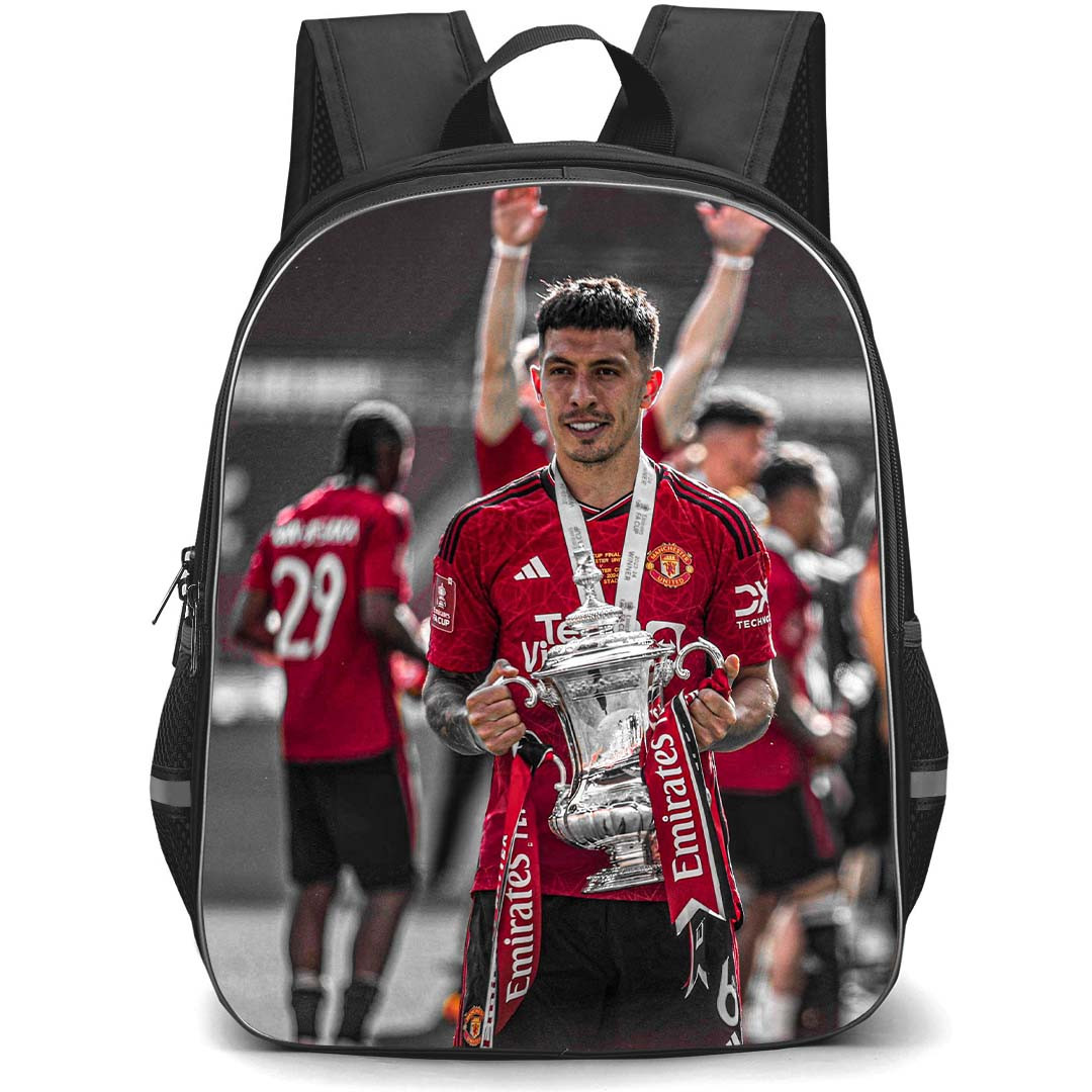 Manchester United F.C. Raphael Varane School Backpack StudentPack - Man United Raphael Stands And Holds Trophy