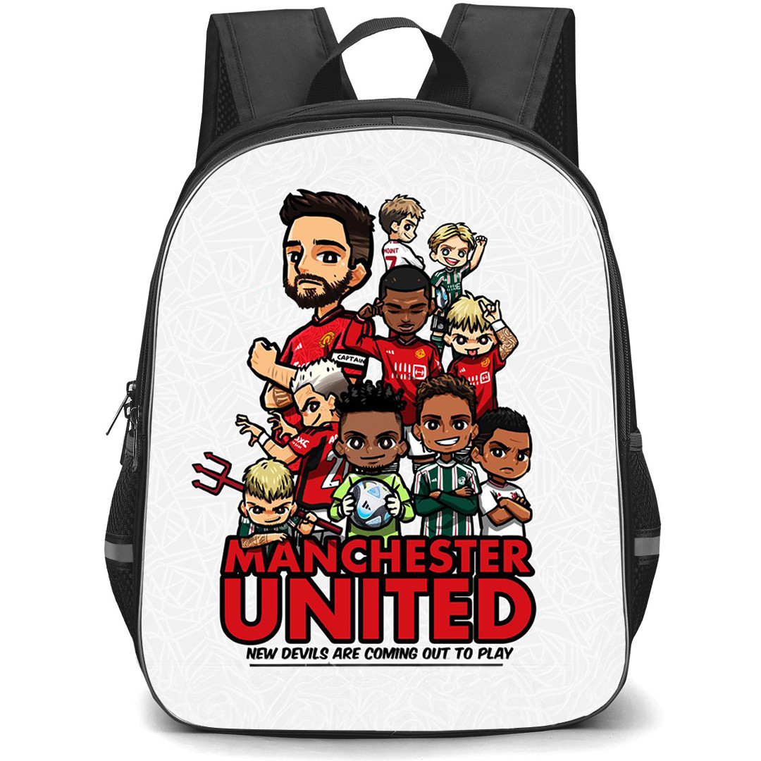 Manchester United F.C. School Backpack StudentPack - Manchester United F.C. New Devils Are Coming Out To Play Cartoon Art