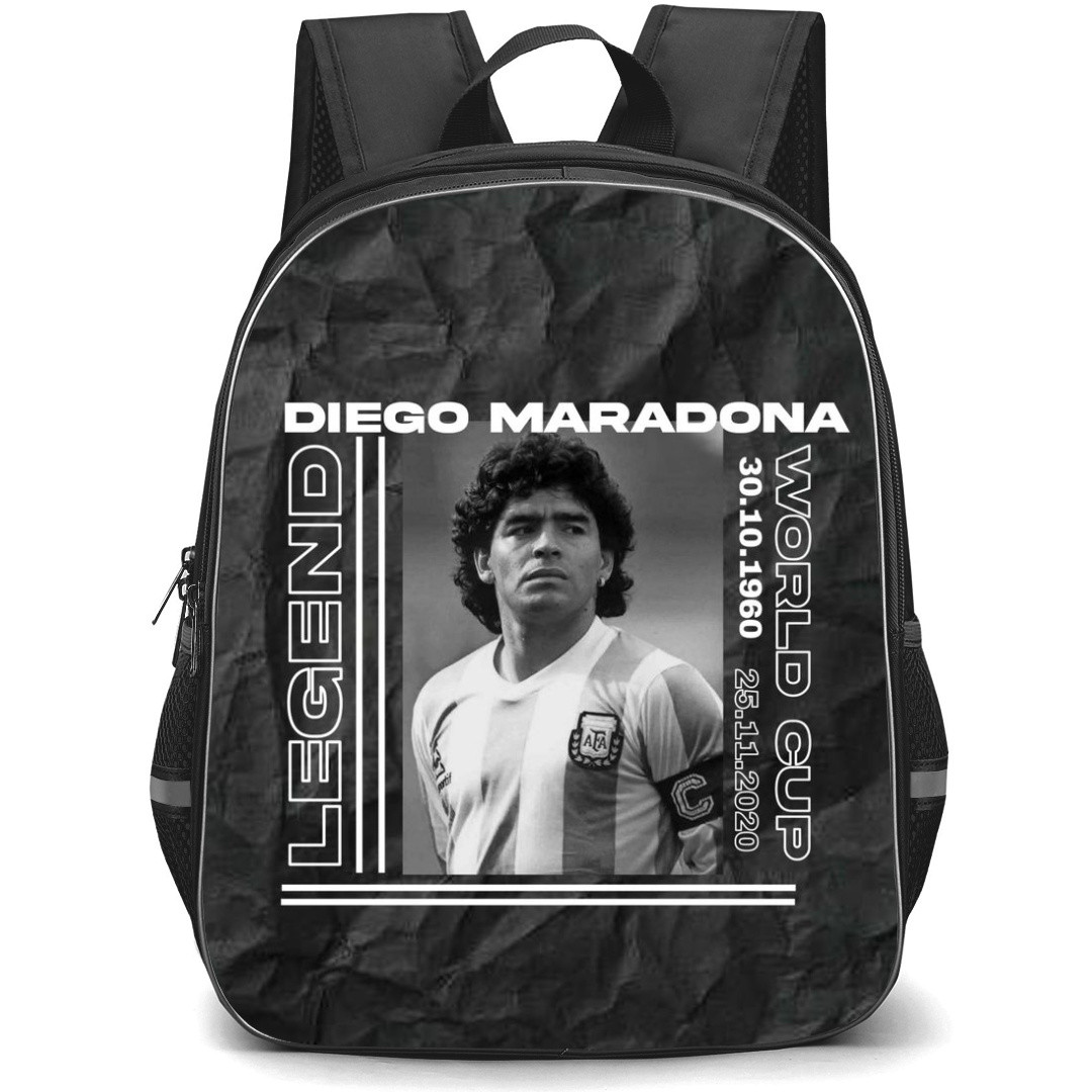 Diego Maradona Backpack StudentPack - Diego Maradona In Black Paper Background