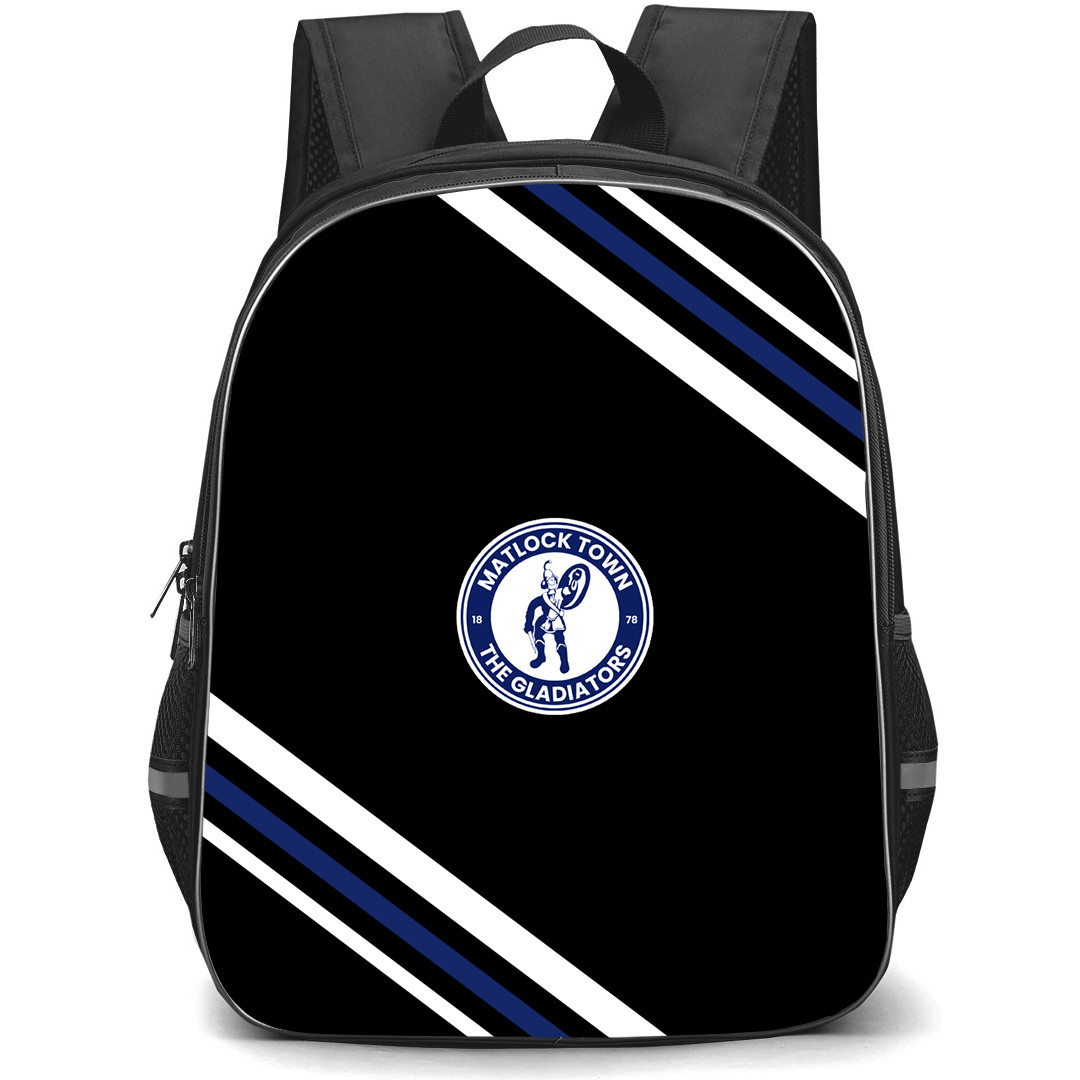Matlock Town Football Club Backpack School Bag StudentPack - Matlock Town Football Club Large Logo With Stripe