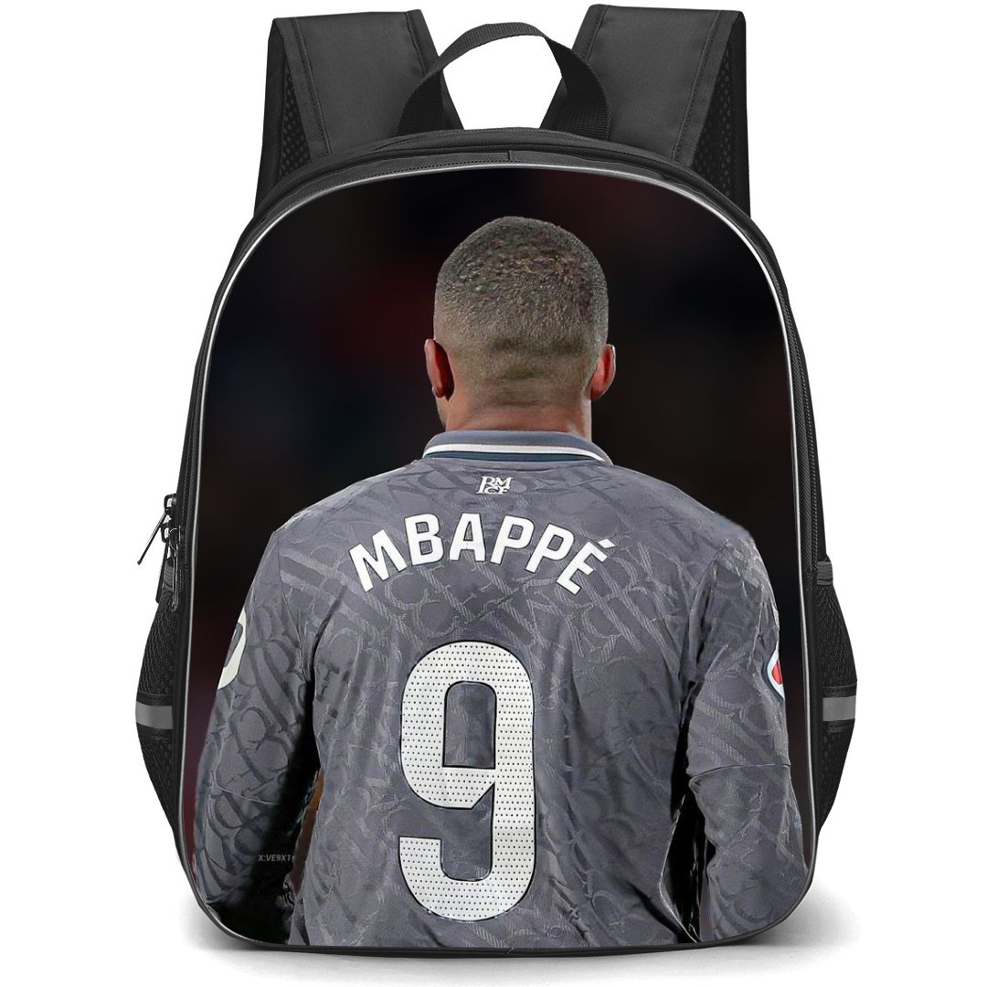 Kylian Mbappe Backpack StudentPack - Kylian Mbappe 9 Wear Gray Jersey Back Poster